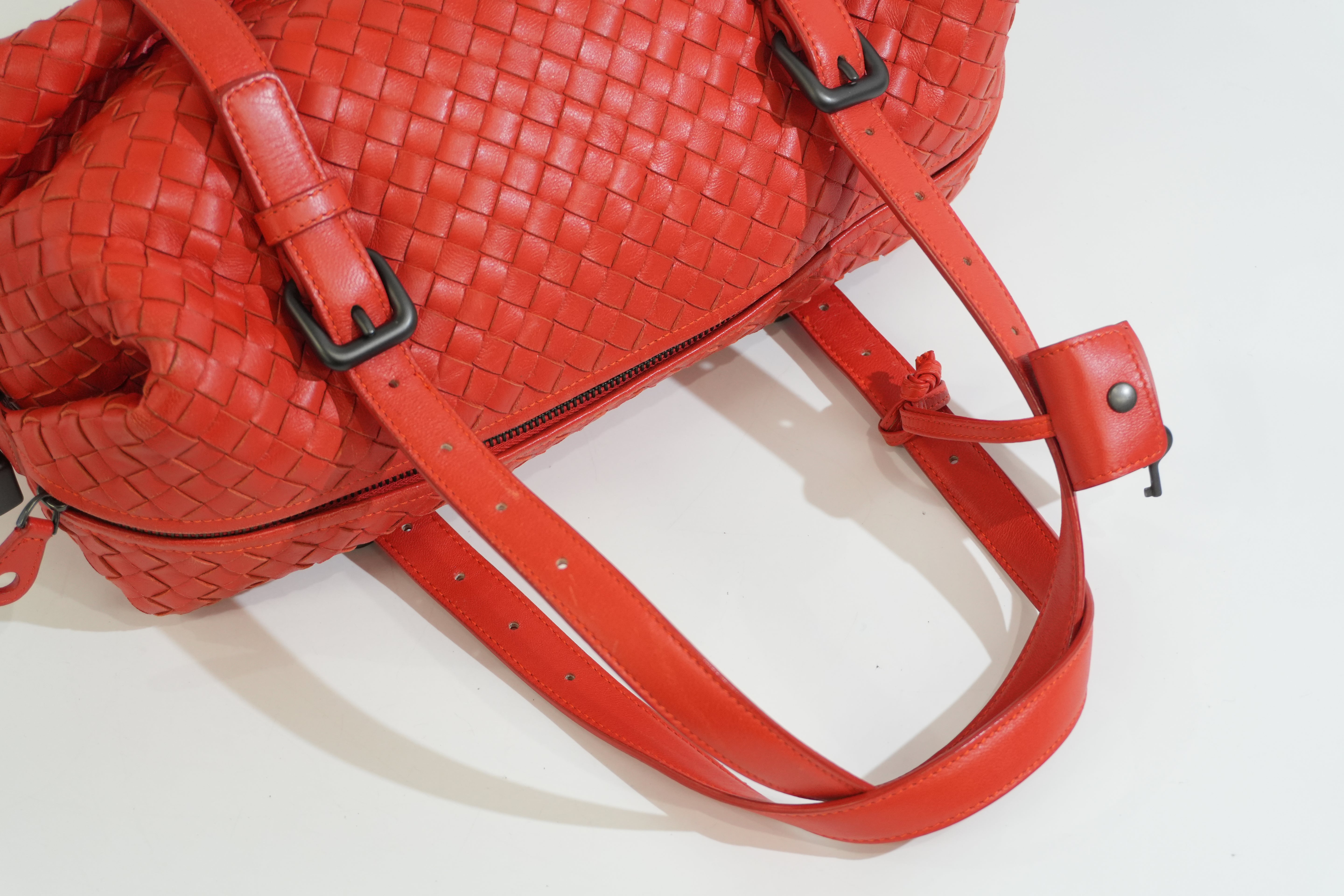 Per-owned Bottega Intreciatto Shoulder Bag Orange