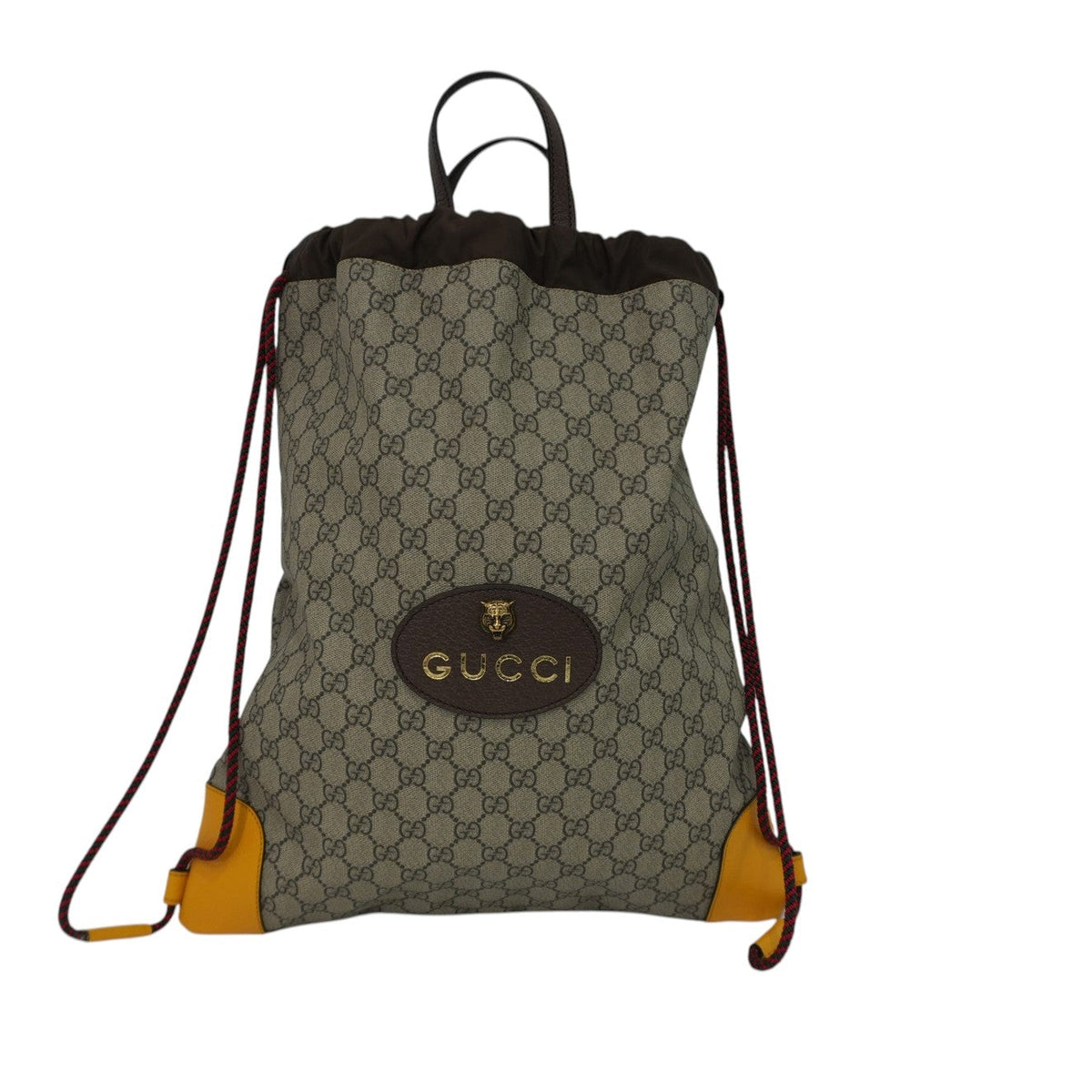 Pre-Owned Gucci GG Supreme Neo Vintage Drawstring Backpack Brown