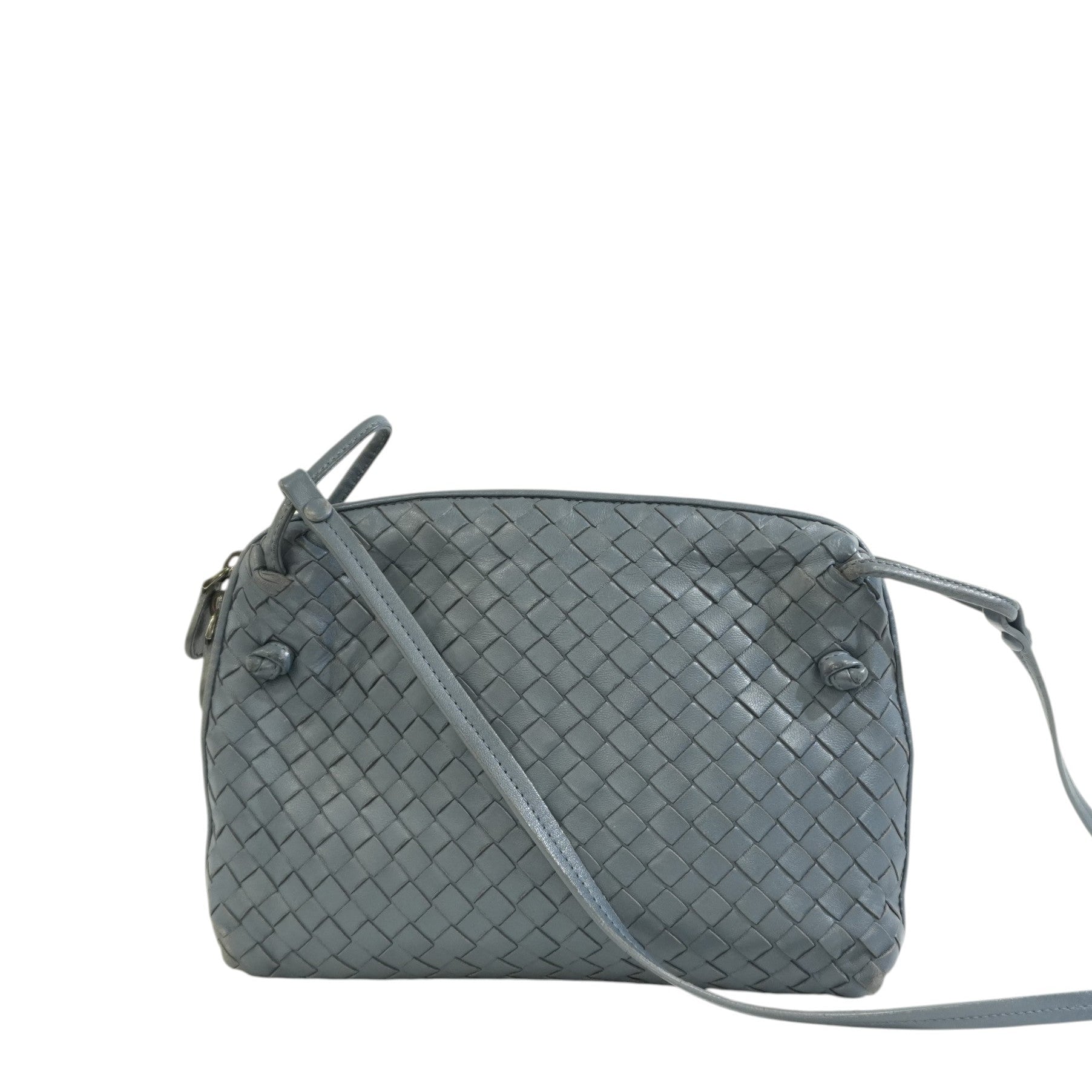 Pre-owned Bottega Intreciatto Small Crossbody Bag Blue