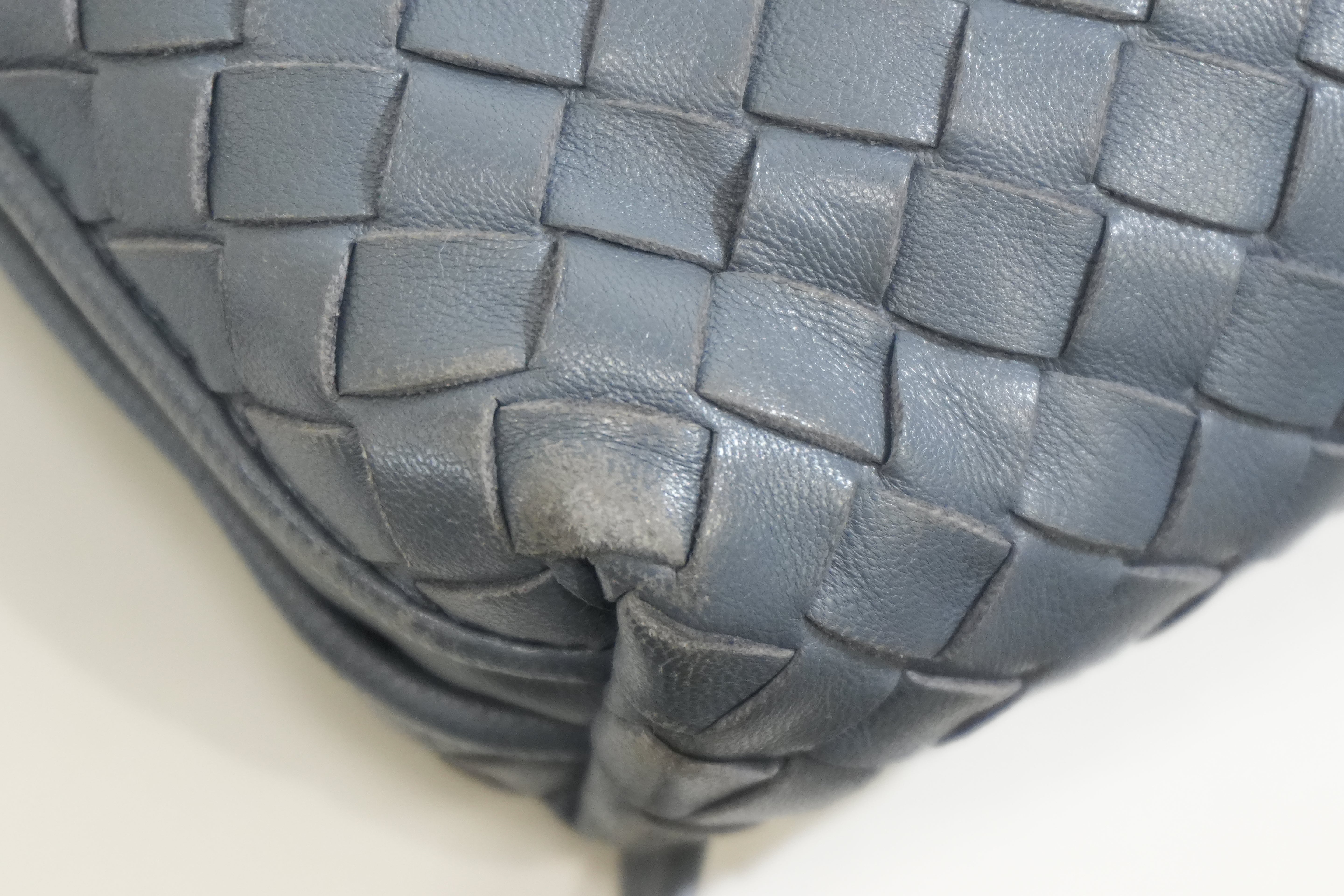 Pre-owned Bottega Intreciatto Small Crossbody Bag Blue