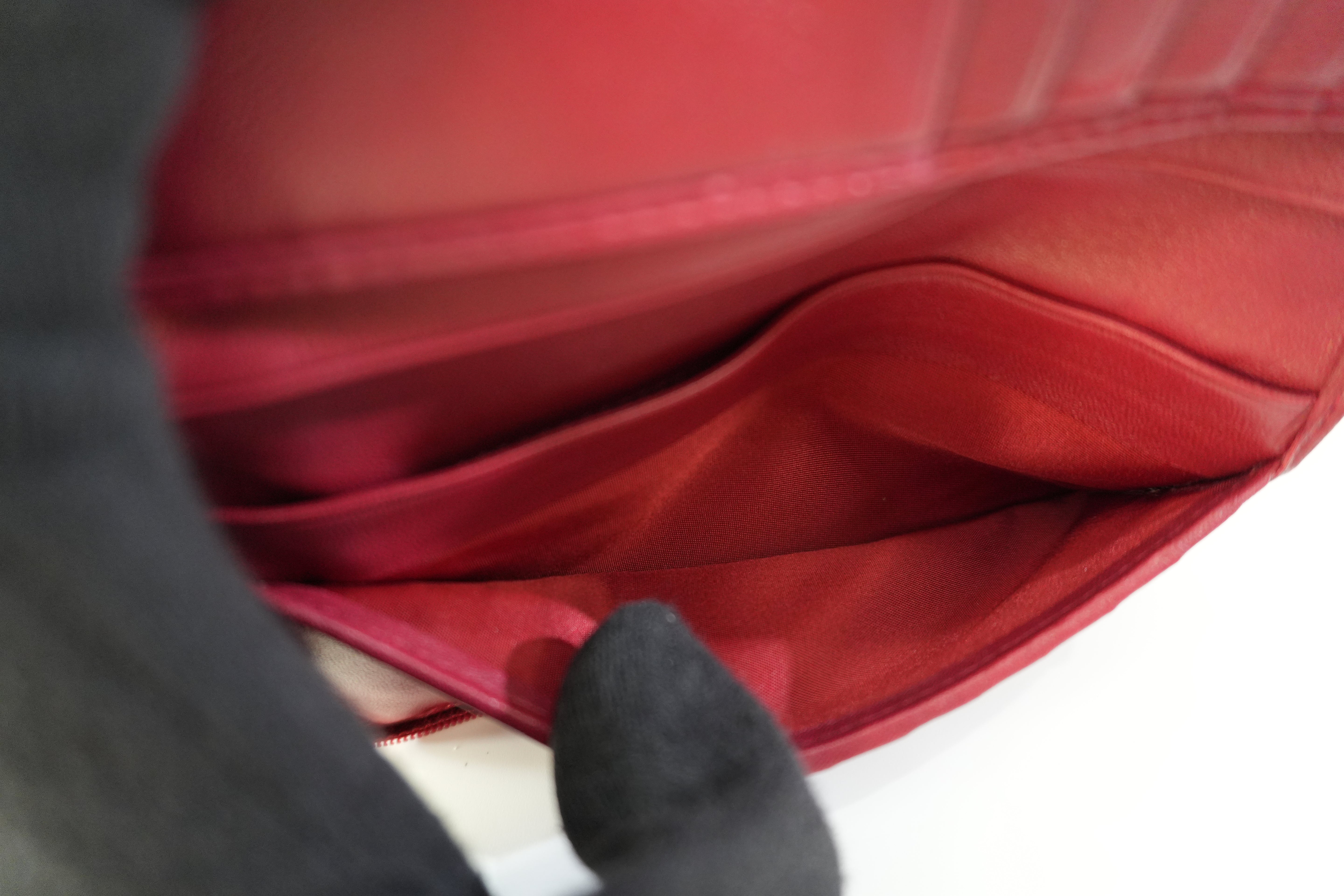 Pre-owned Christian Dior Canvas Oblique Short Wallet Burgundy