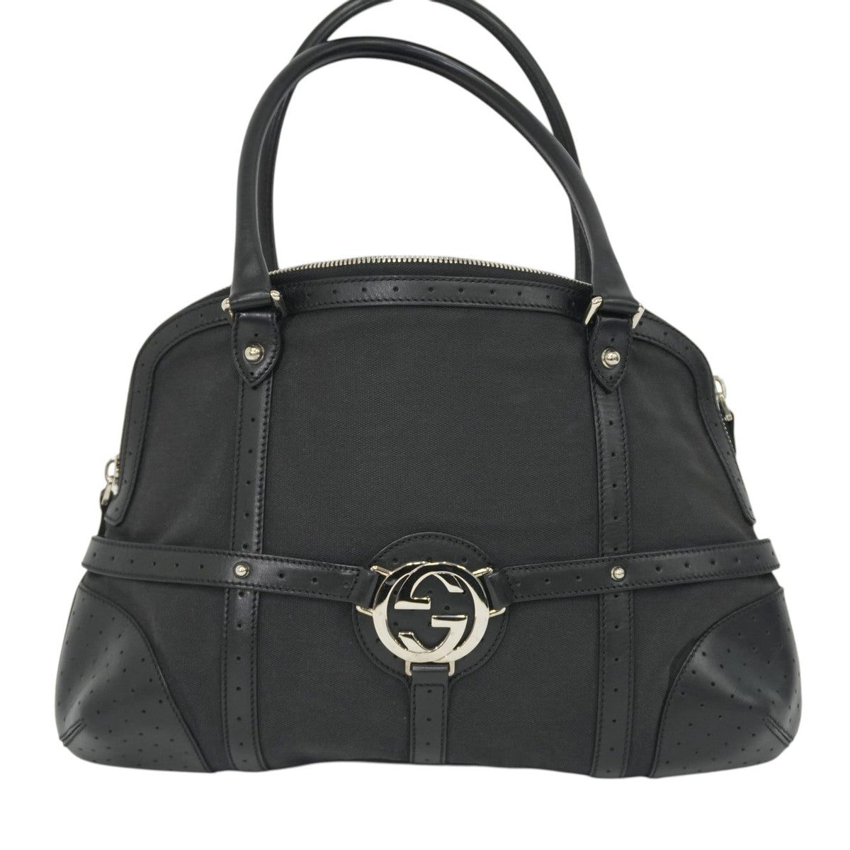 Pre-owned Gucci Interlocking G Reins Shoulder Bag Black