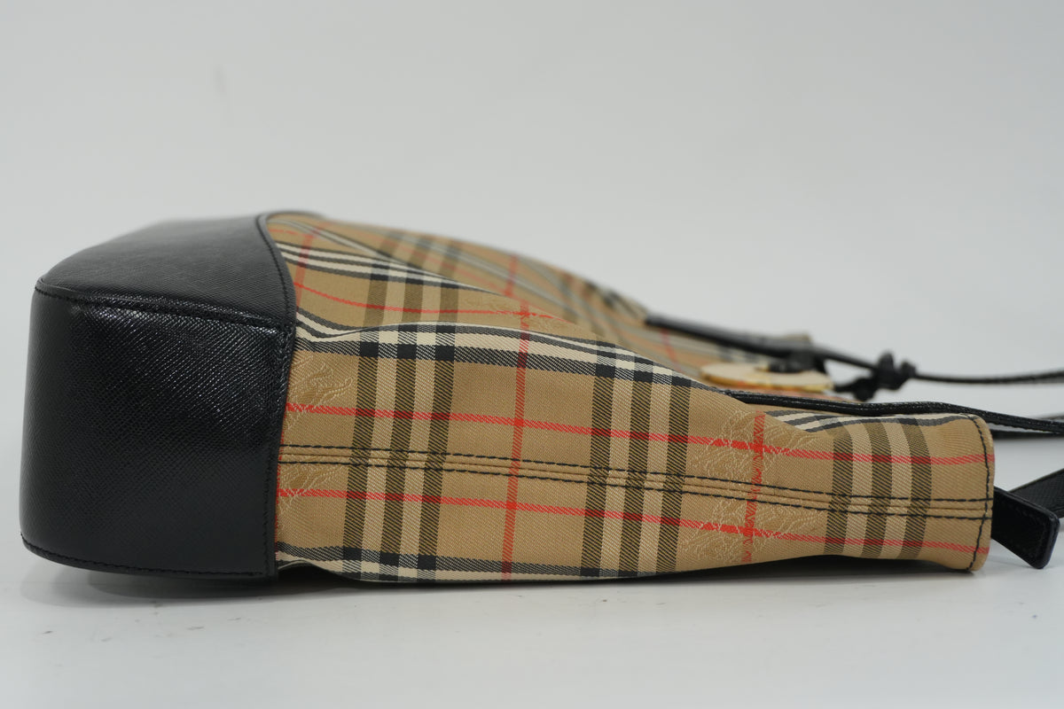Pre-Owned Burberry HayMarket Check HandBag Brown