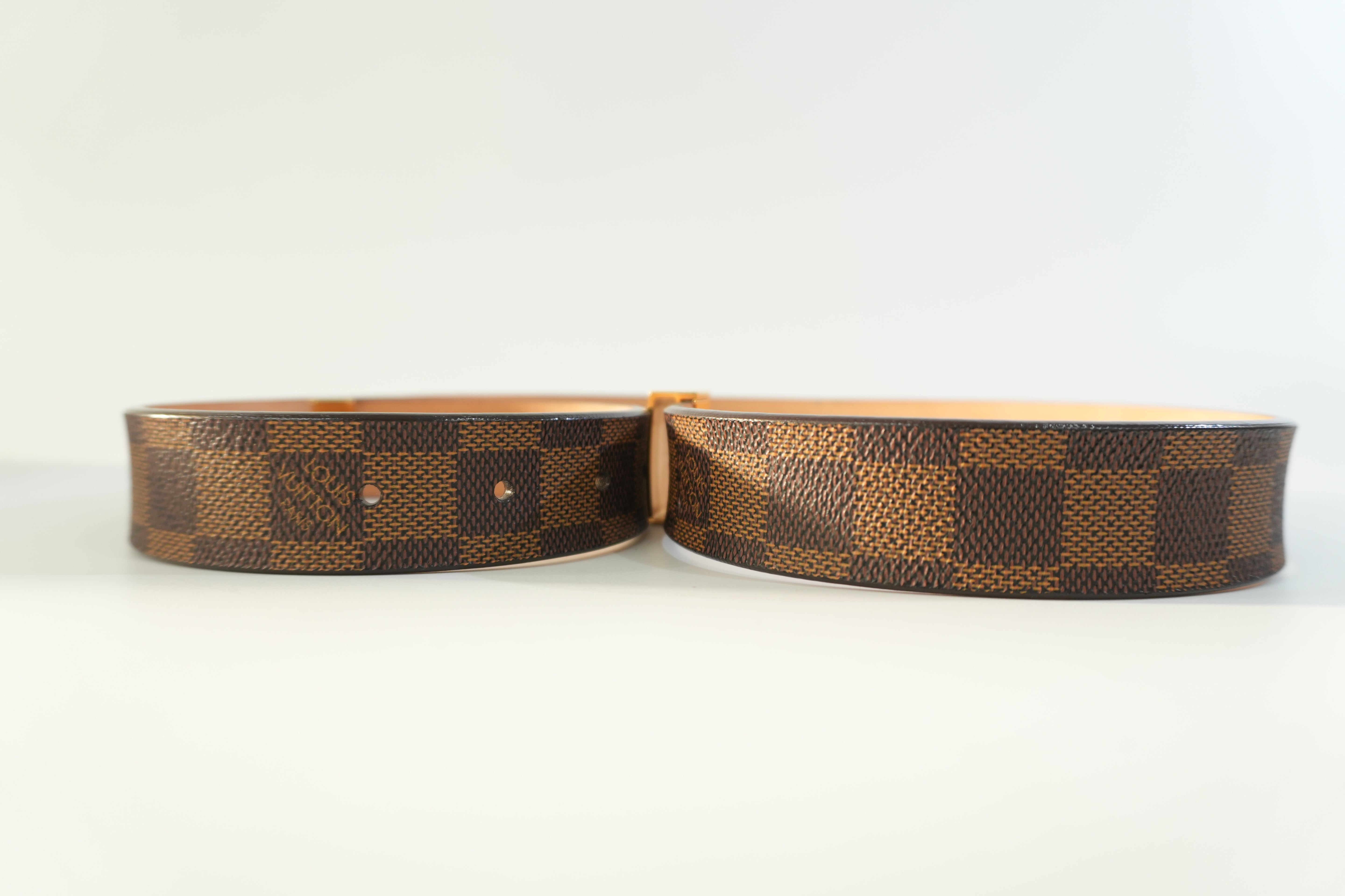 Pre-owned Louis Vuitton Damier Ebene Belt Size 80