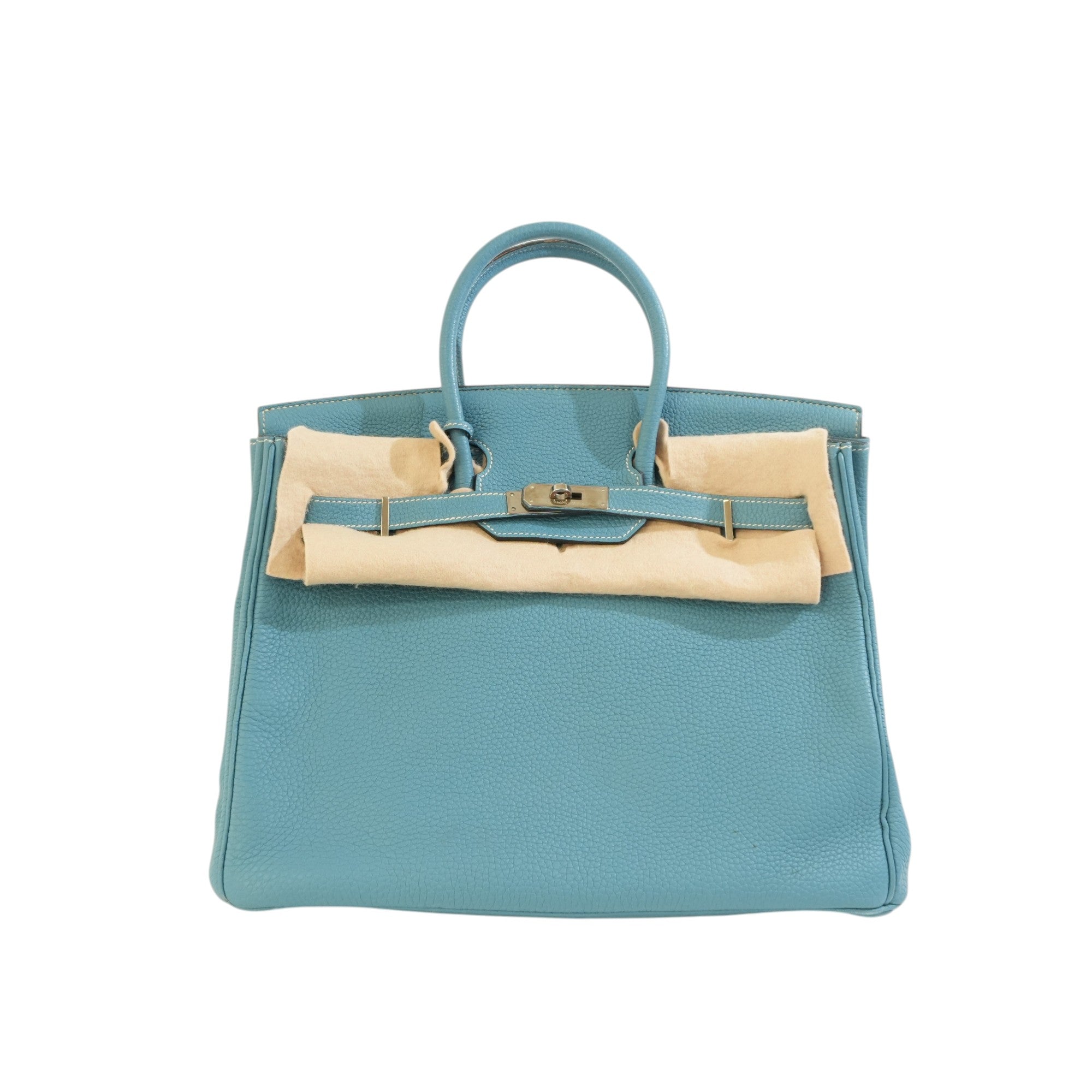 Pre-owned Hermes Togo Leather Birkin 35 Blue Jean
