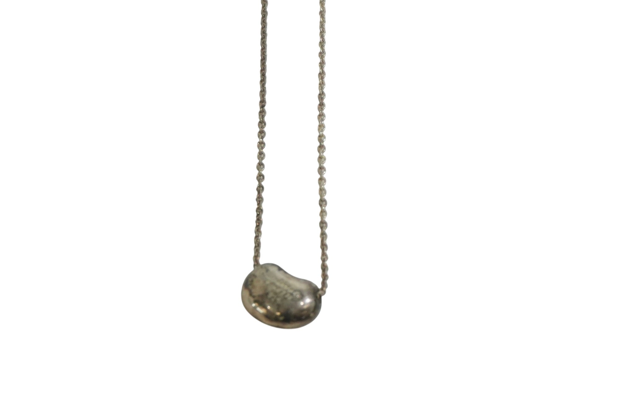 Pre-owned Tiffany & Co. Elsa Peretti Bean Necklace Silver