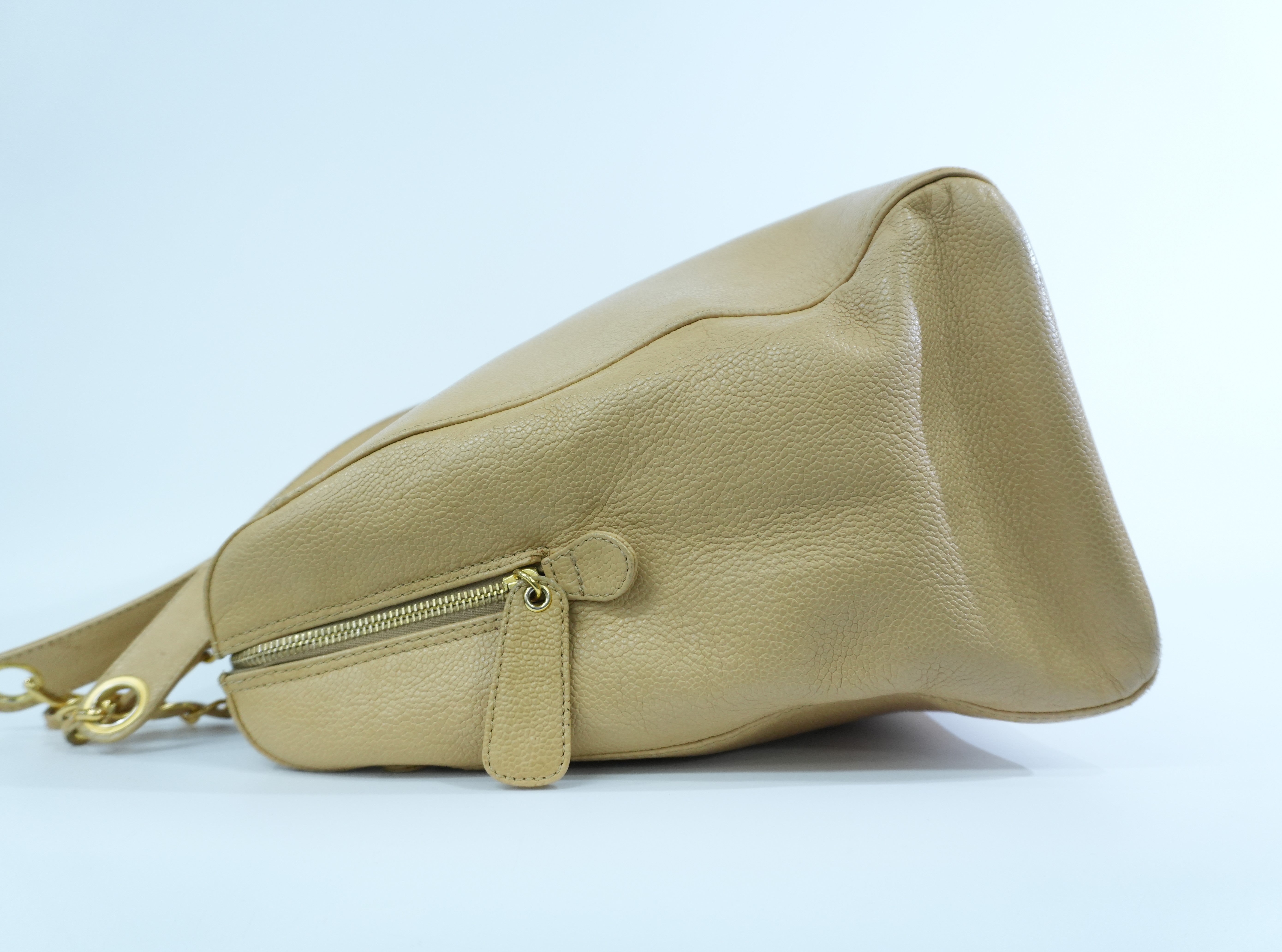 Pre-loved Chanel Caviar Skin Matelasse Coco Mark Tote Bag Beige