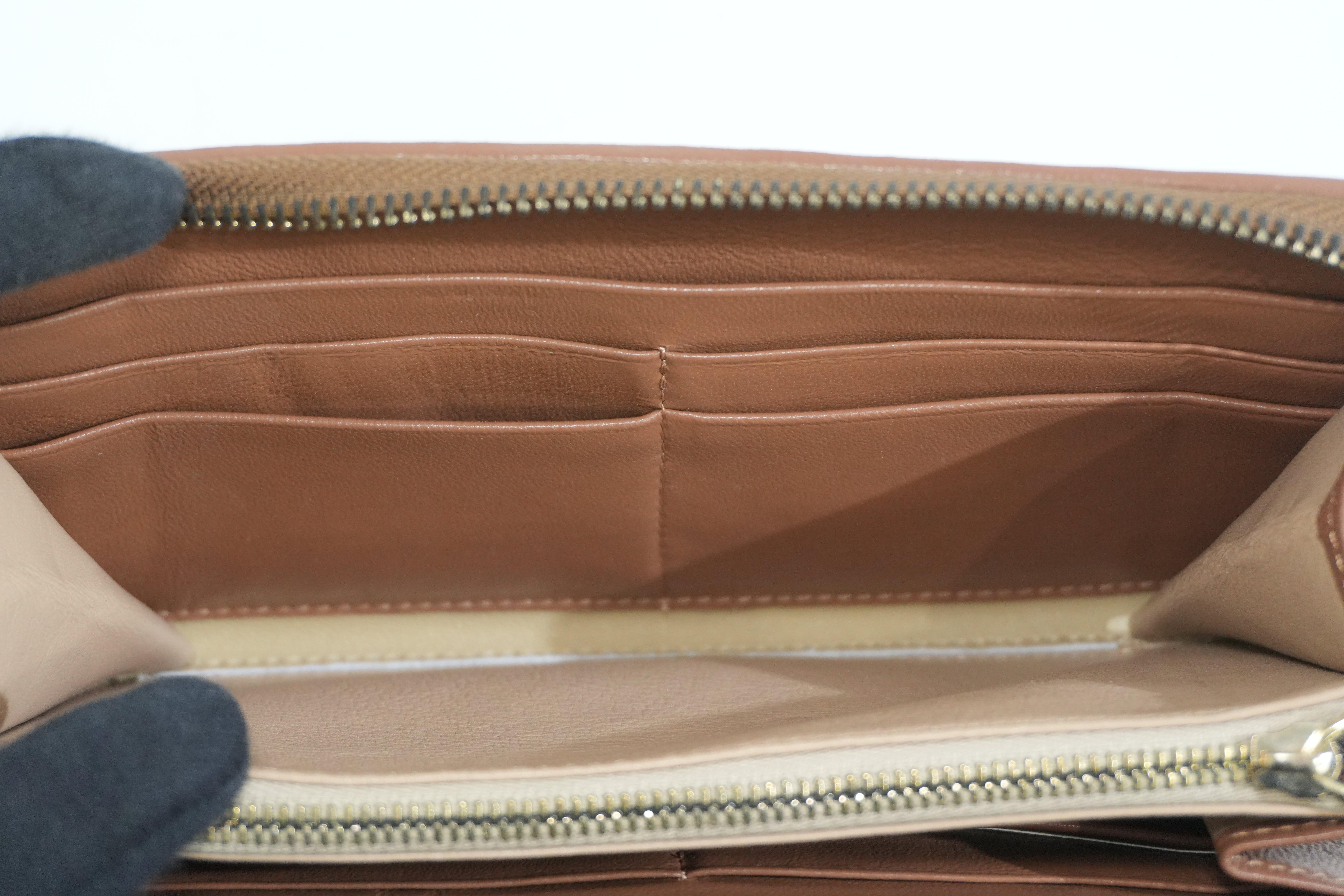 Pre-owned Bottega Intercciato Zippy Long Wallet Brown