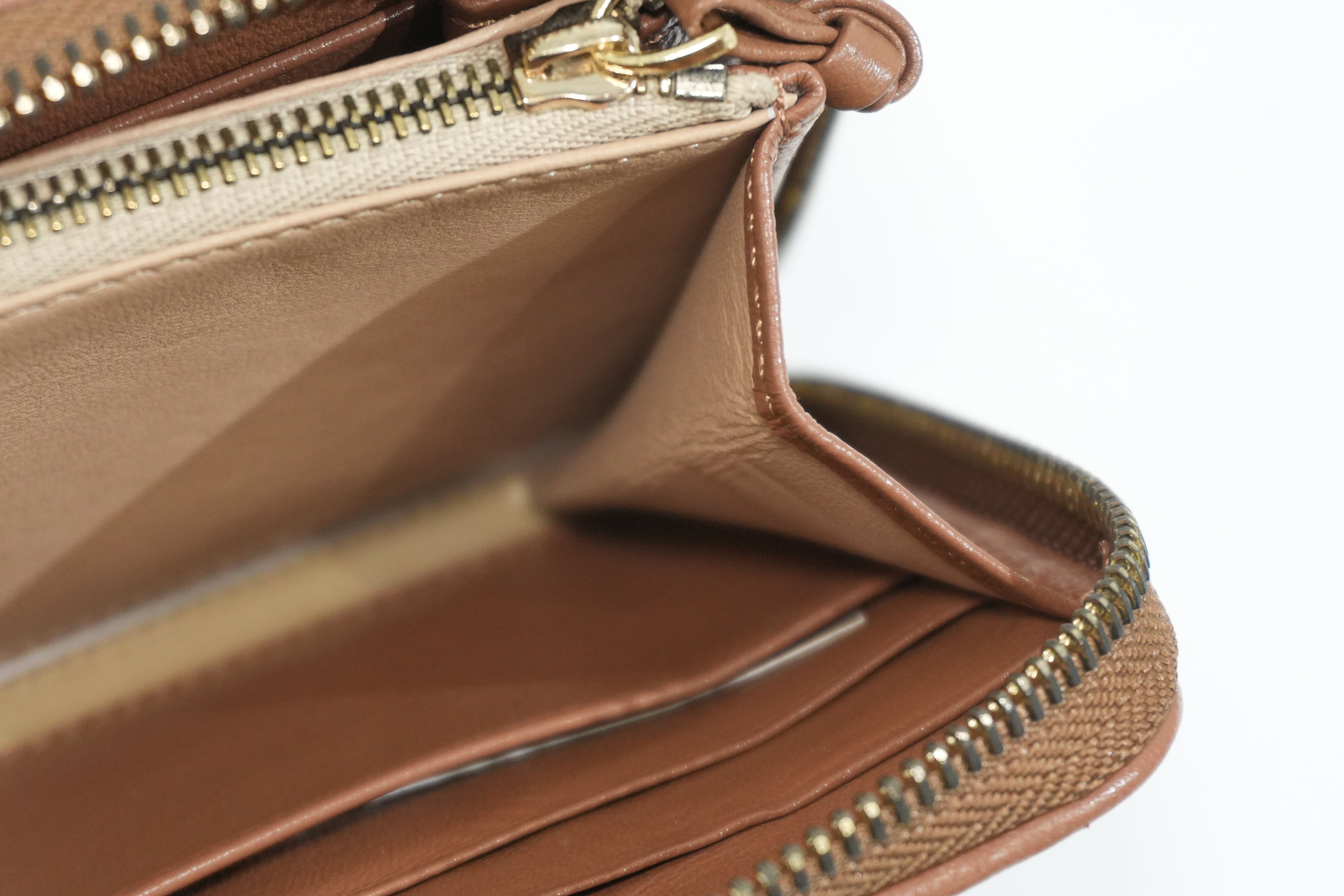 Pre-owned Bottega Intercciato Zippy Long Wallet Brown