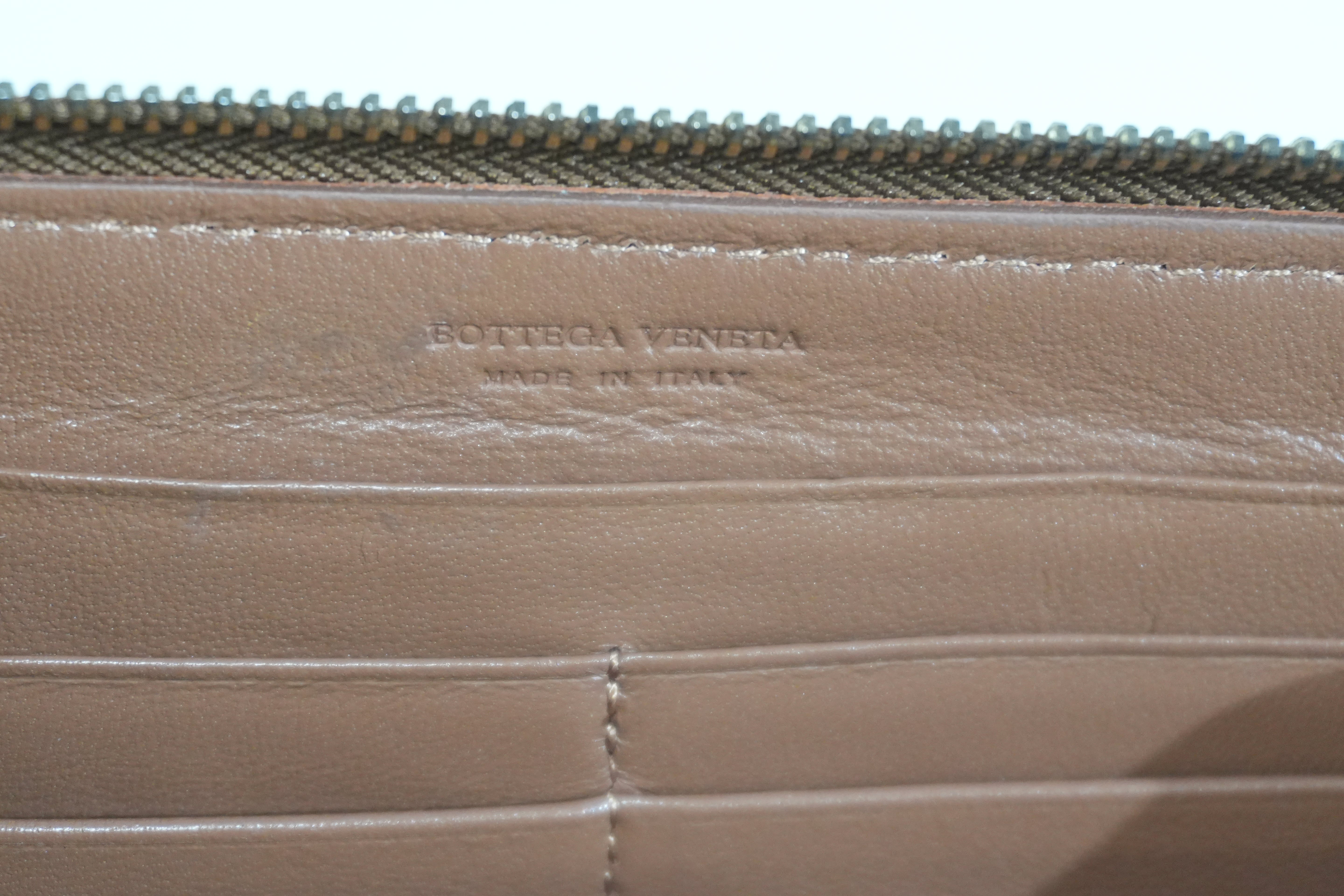 Pre-owned Bottega Intercciato Zippy Long Wallet Brown