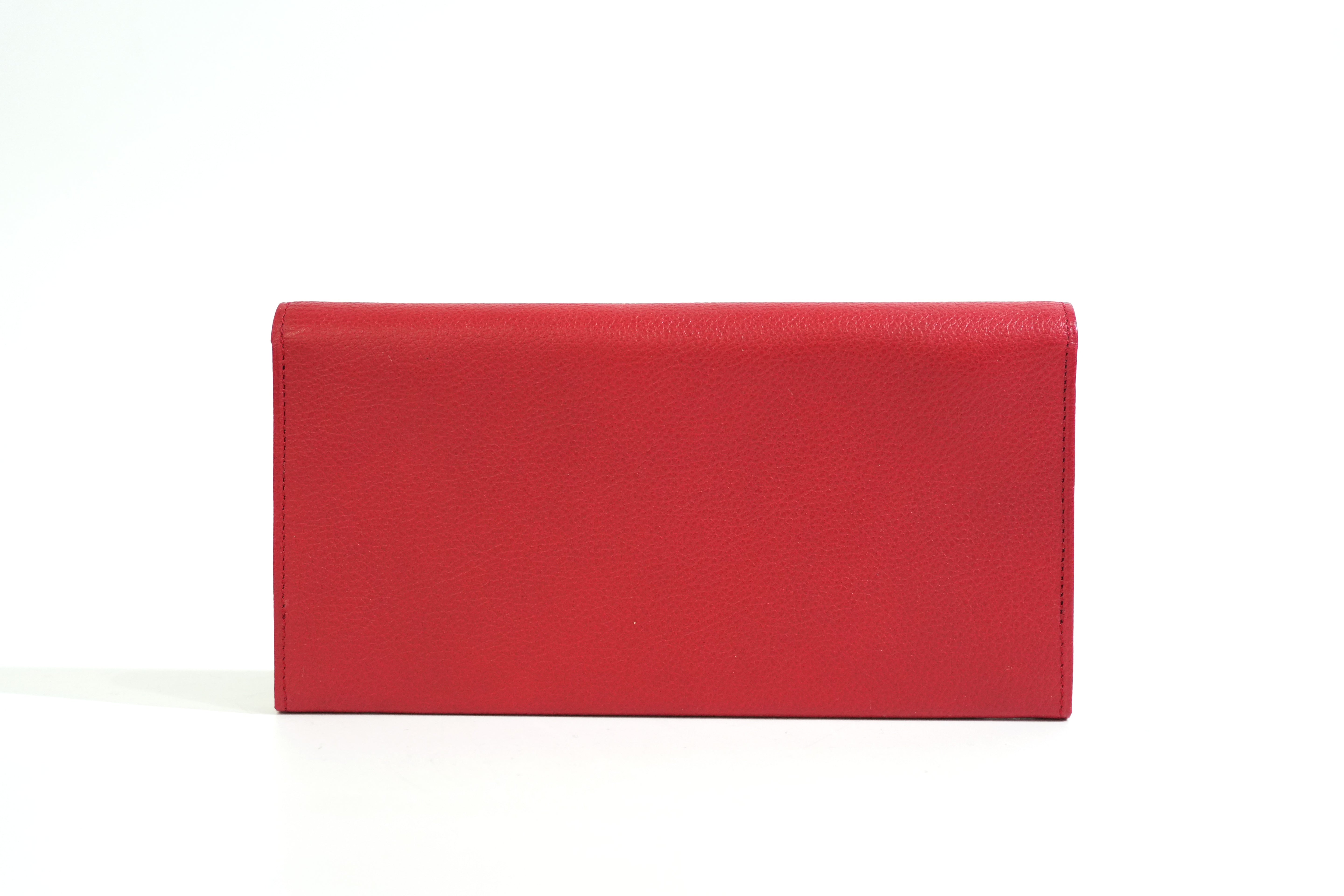 Pre-owned Saint Laurent Long Wallet Red