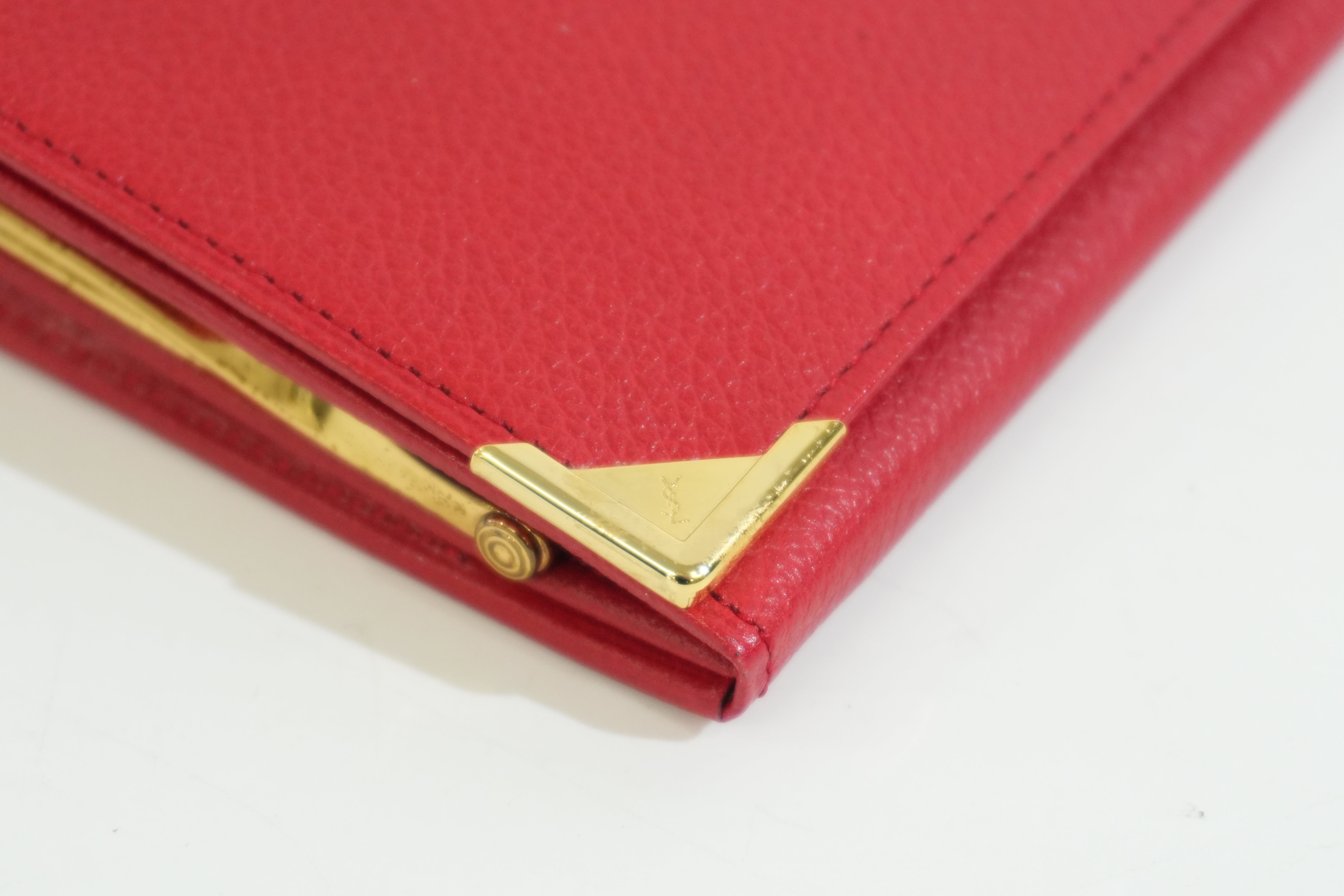 Pre-owned Saint Laurent Long Wallet Red