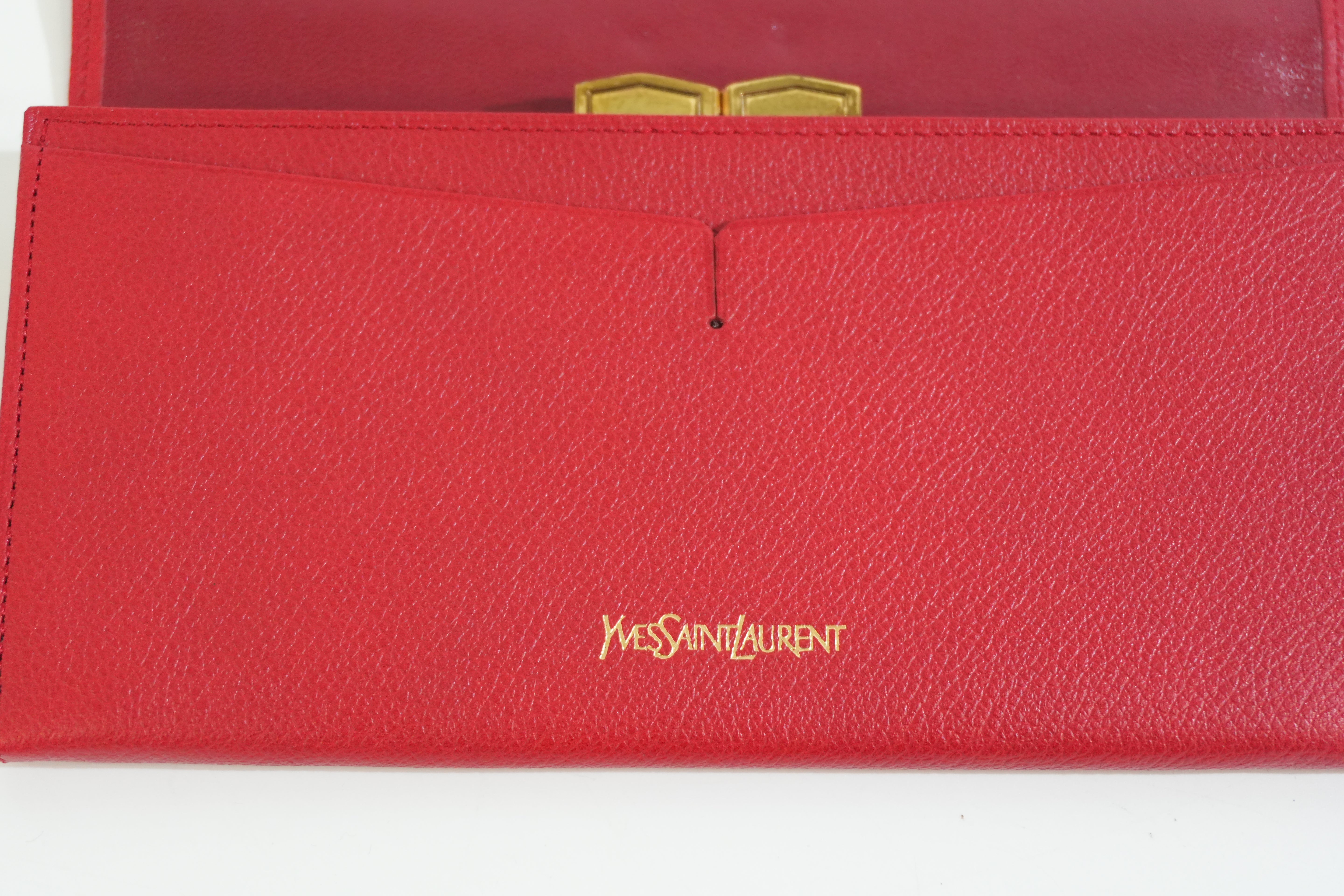 Pre-owned Saint Laurent Long Wallet Red