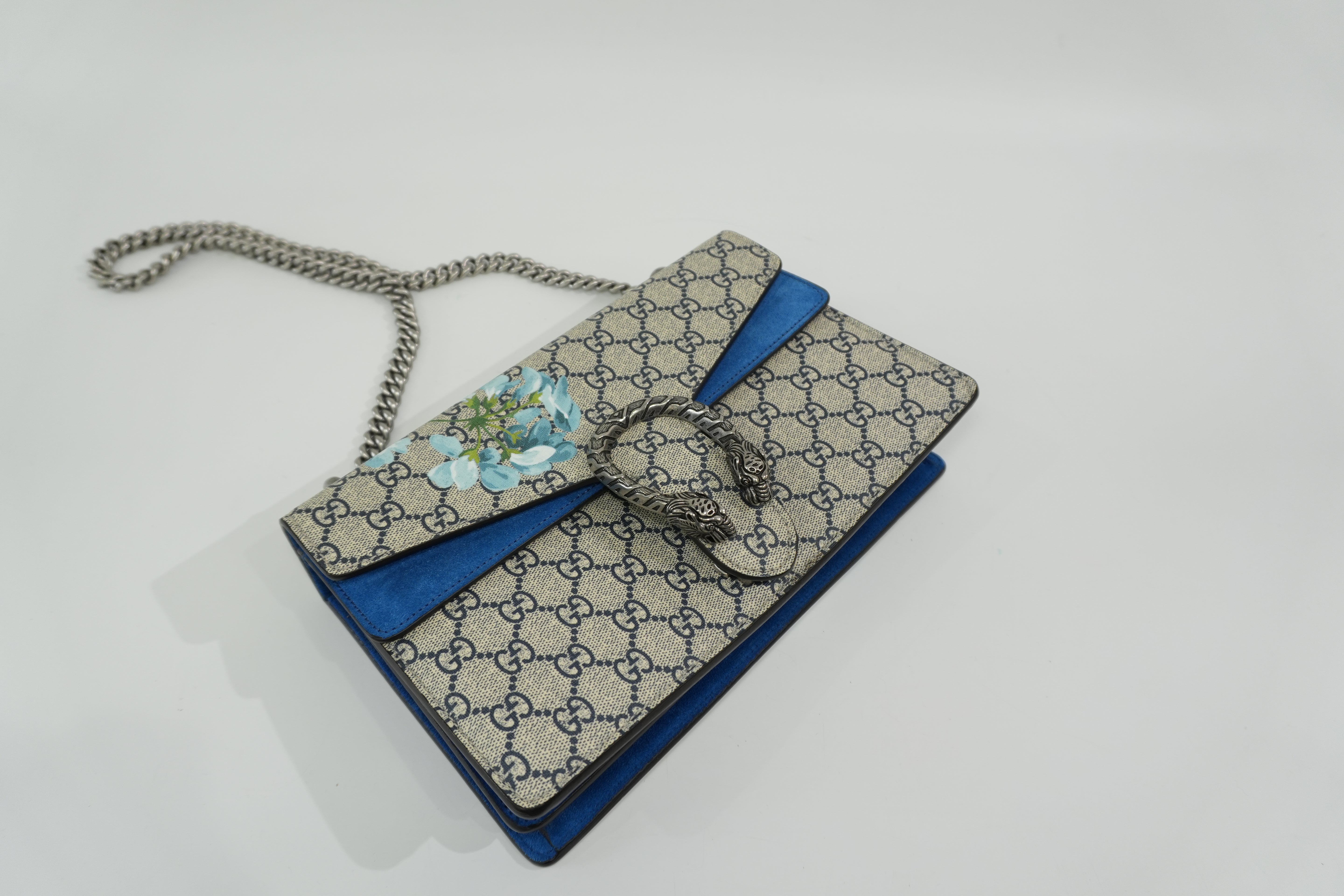 Pre-owned Gucci Dionysus Blooms Chain Shoulder Bag Blue