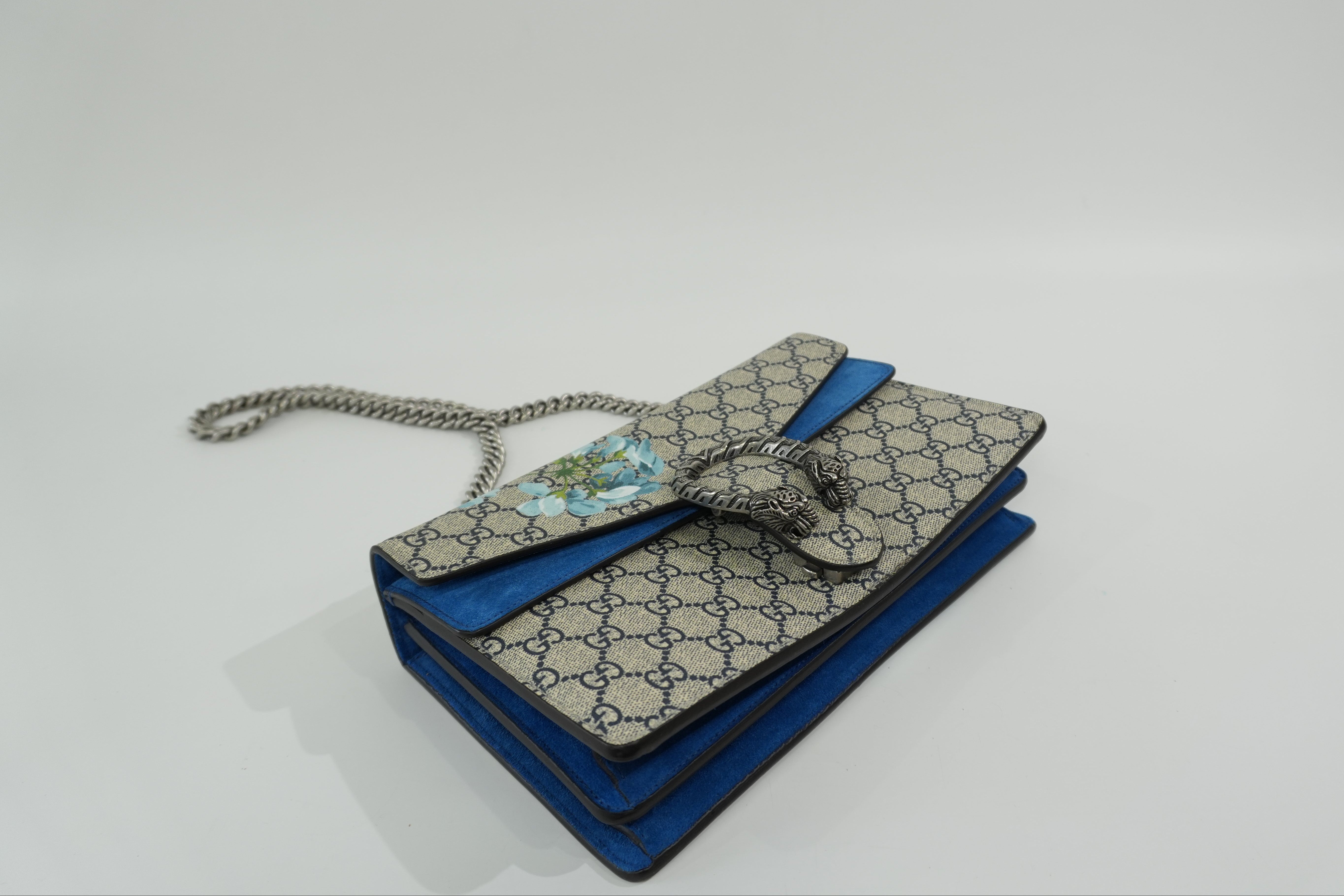 Pre-owned Gucci Dionysus Blooms Chain Shoulder Bag Blue
