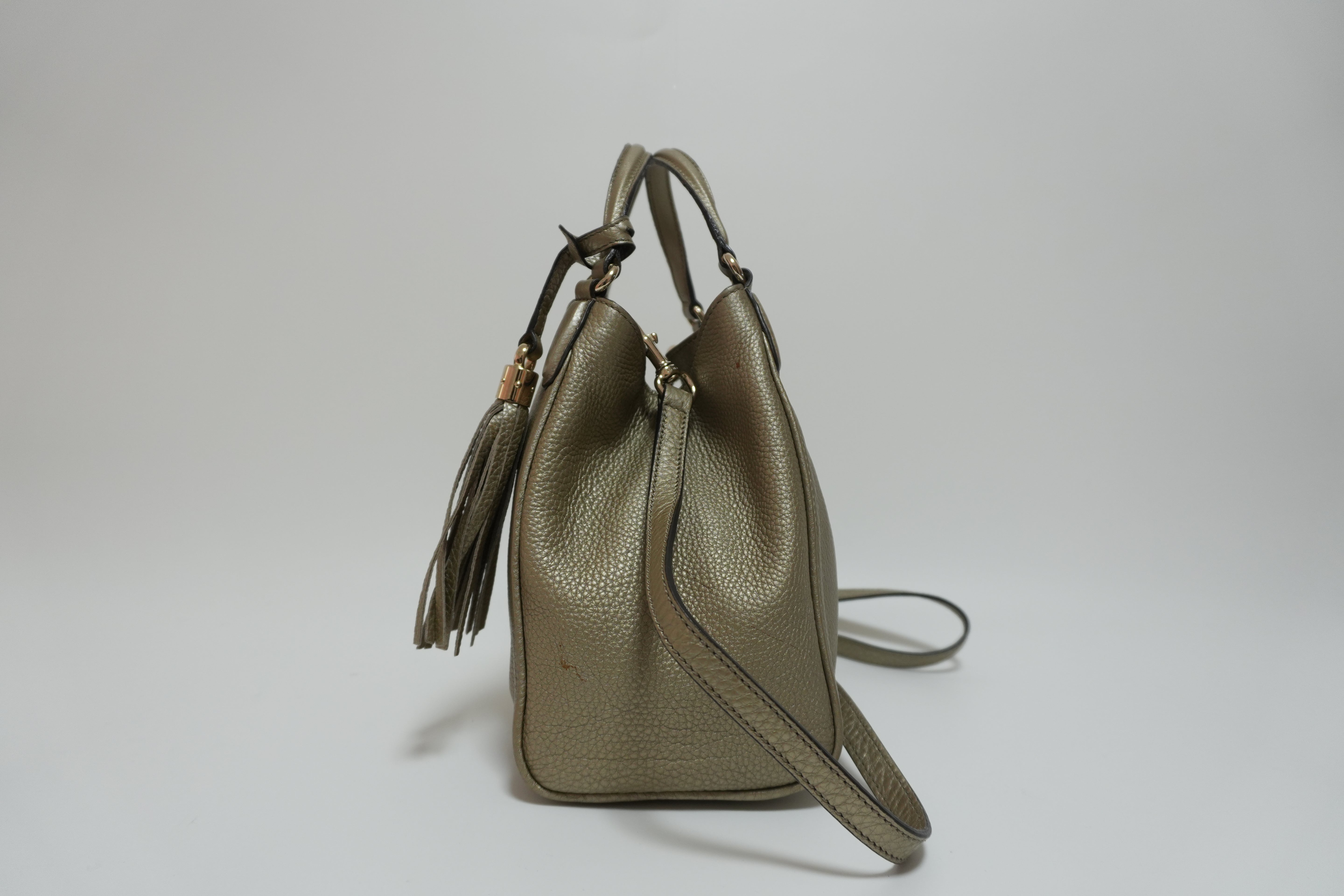 グッチ ソーホー メタリック 2way ショルダーバッグ シルバー 中古