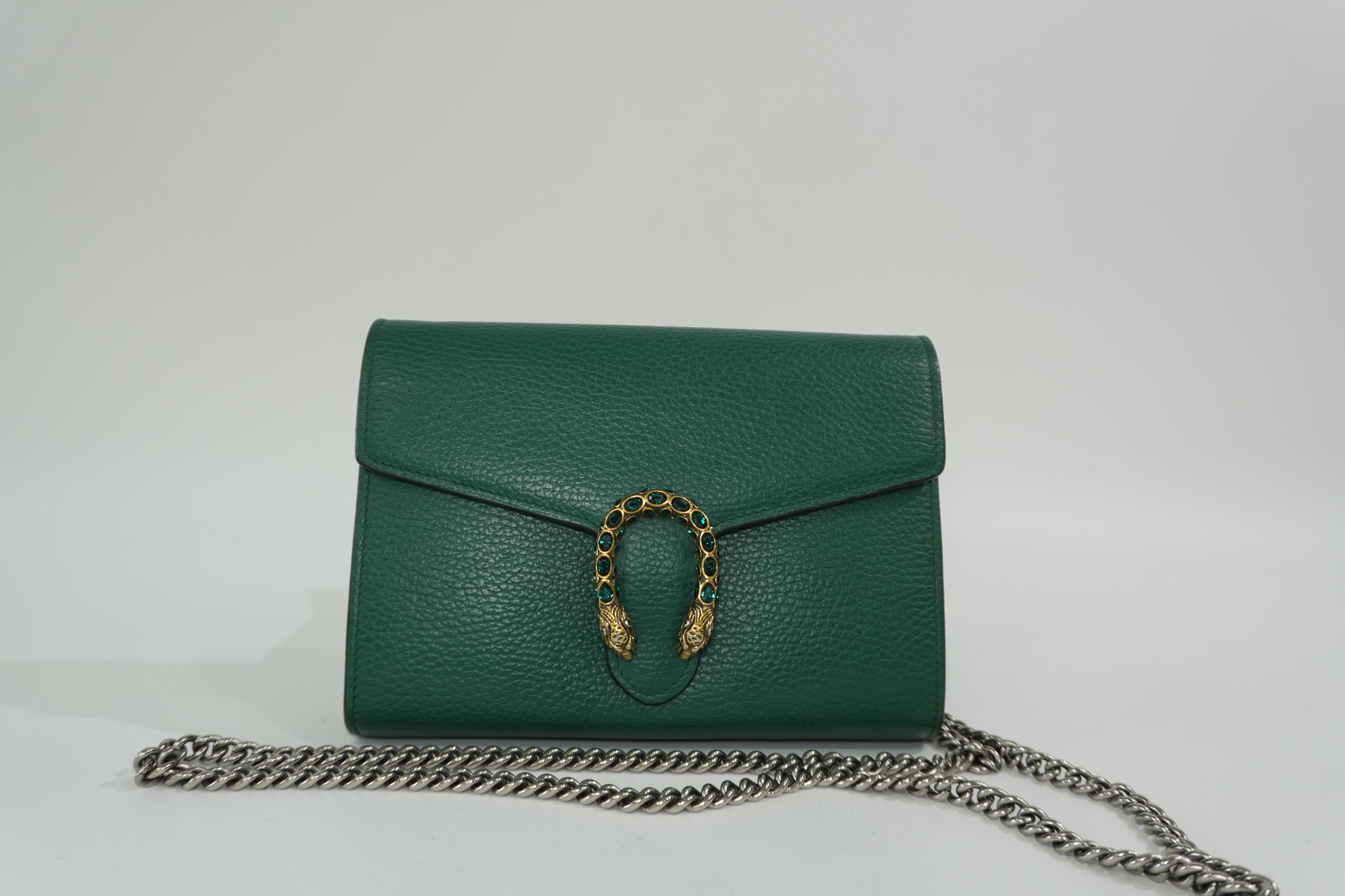 Pre-owned Gucci Dionysus Chain Shoulder Bag Green