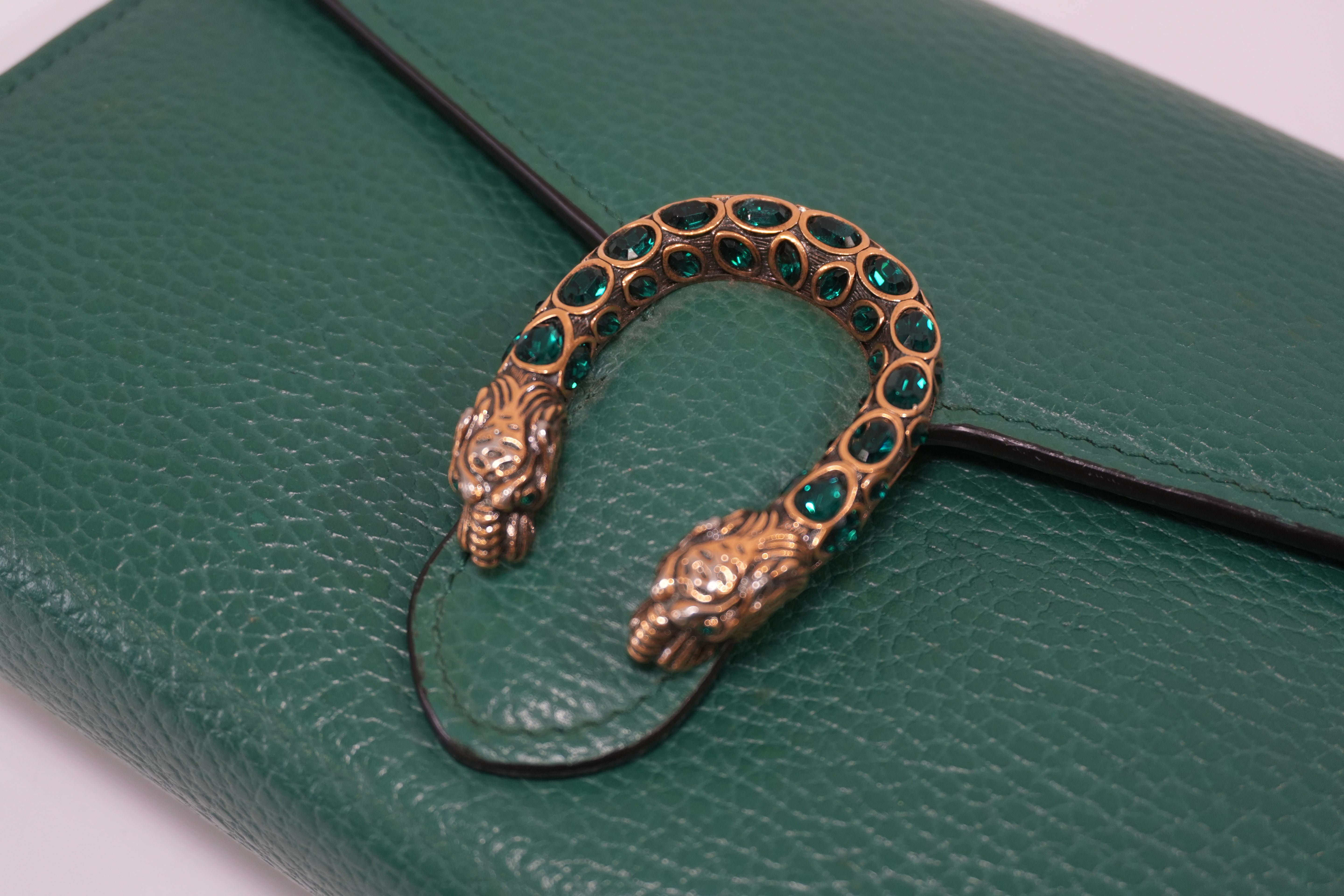 Pre-owned Gucci Dionysus Chain Shoulder Bag Green