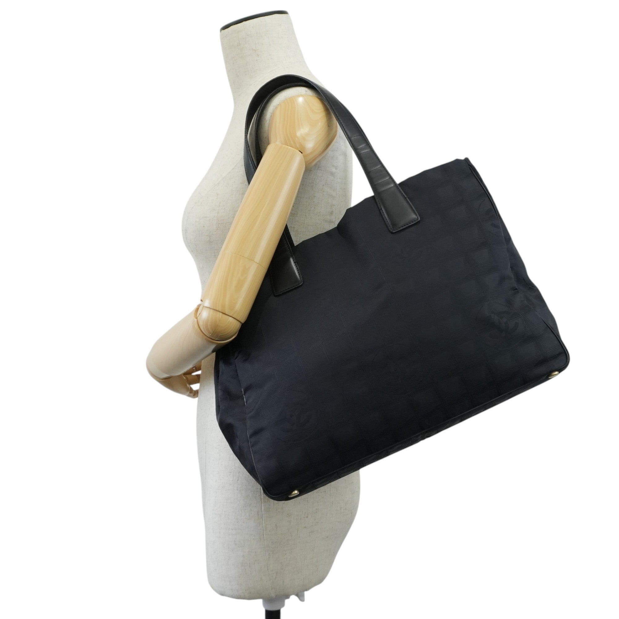 Chanel New Travel Line Tote Bag Black Used