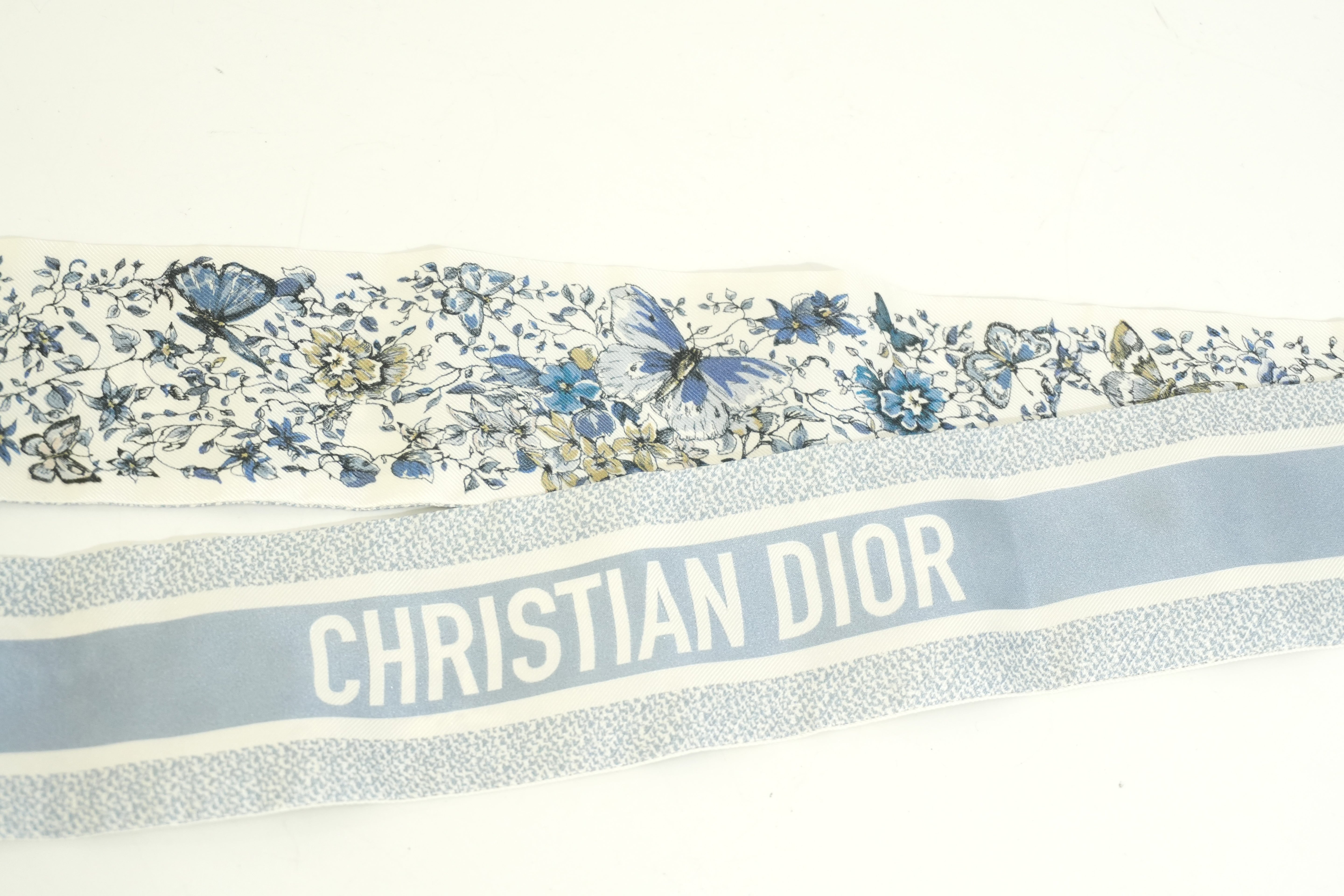 Pre-owned Dior Silk Twilly Sky Blue