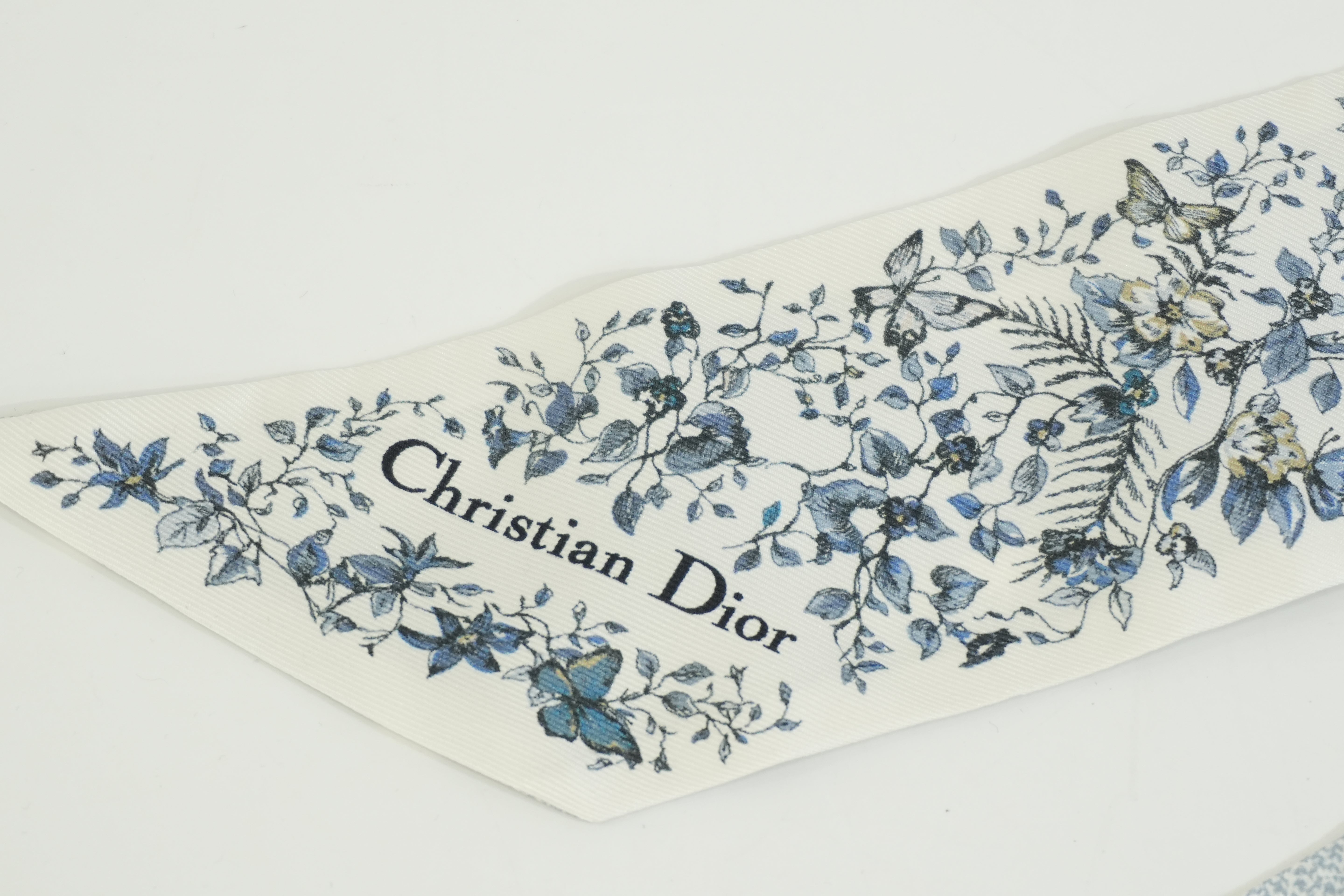 Pre-owned Dior Silk Twilly Sky Blue