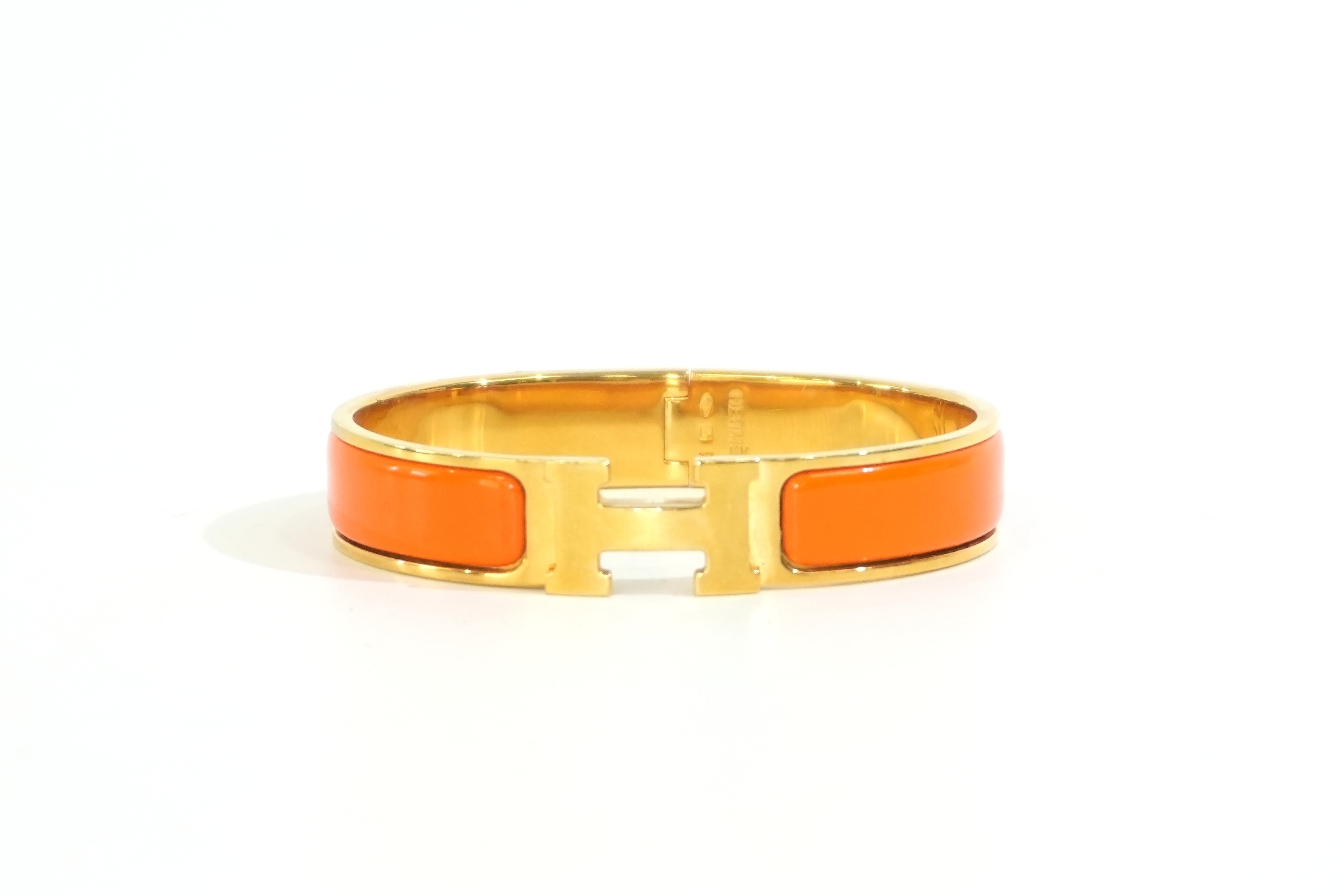 Pre-owned Hermes Clic H Bracelet Orange