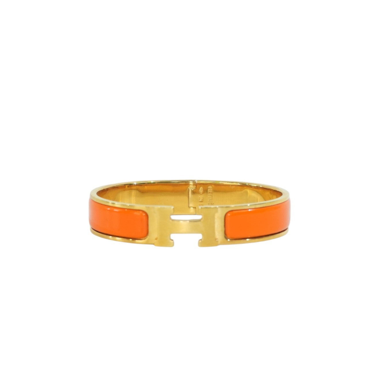 Pre-owned Hermes Clic H Bracelet Orange