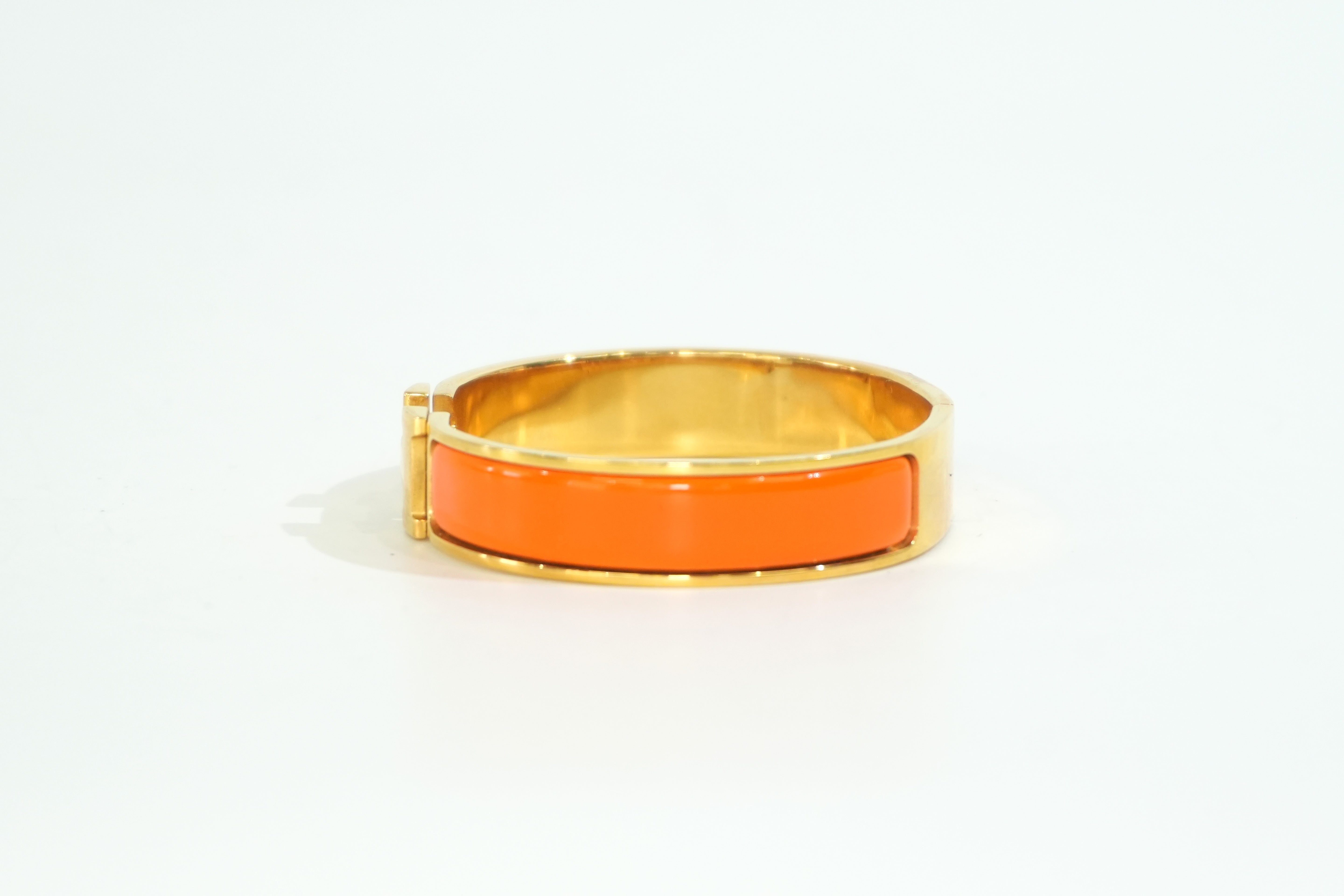 Pre-owned Hermes Clic H Bracelet Orange