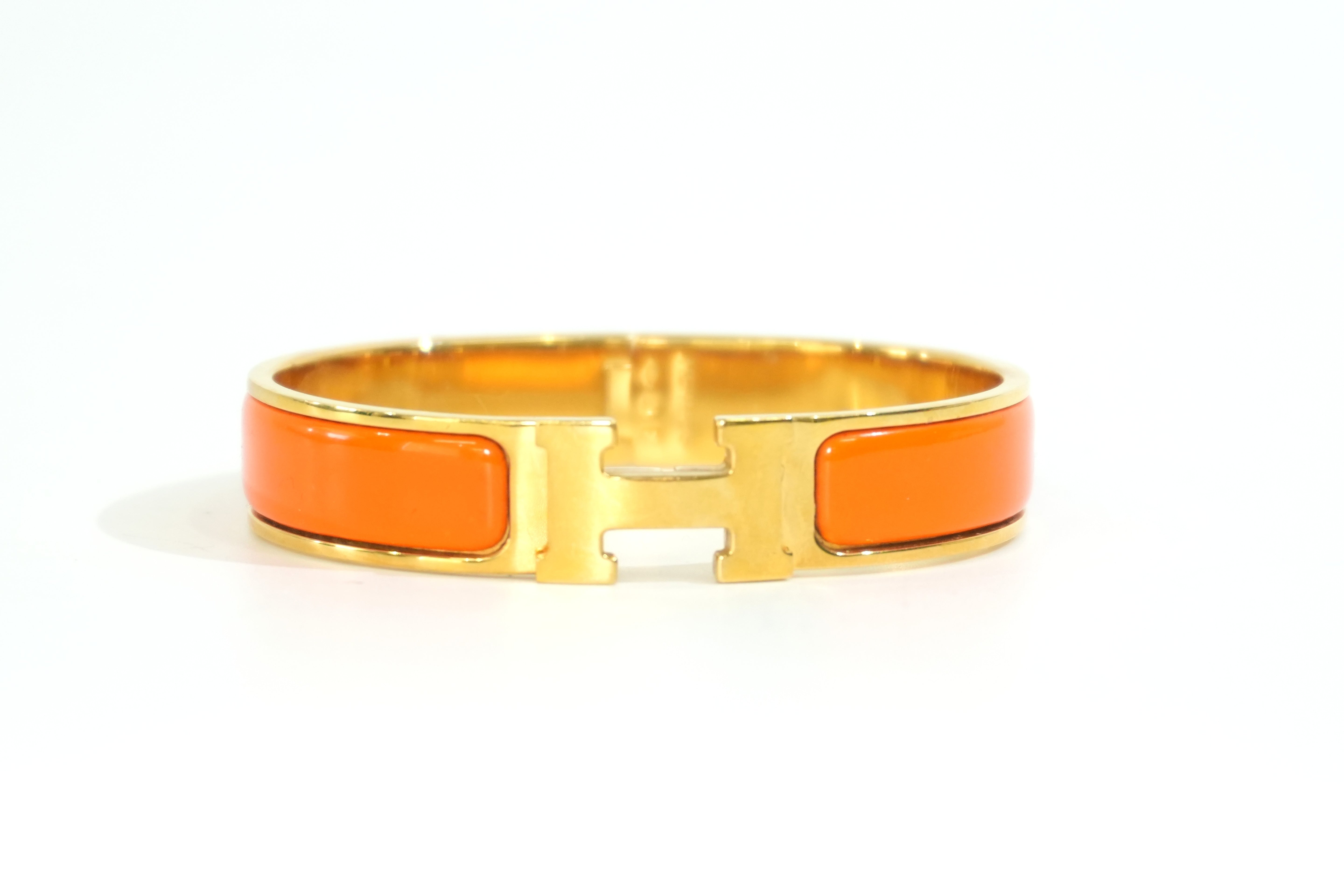 Pre-owned Hermes Clic H Bracelet Orange