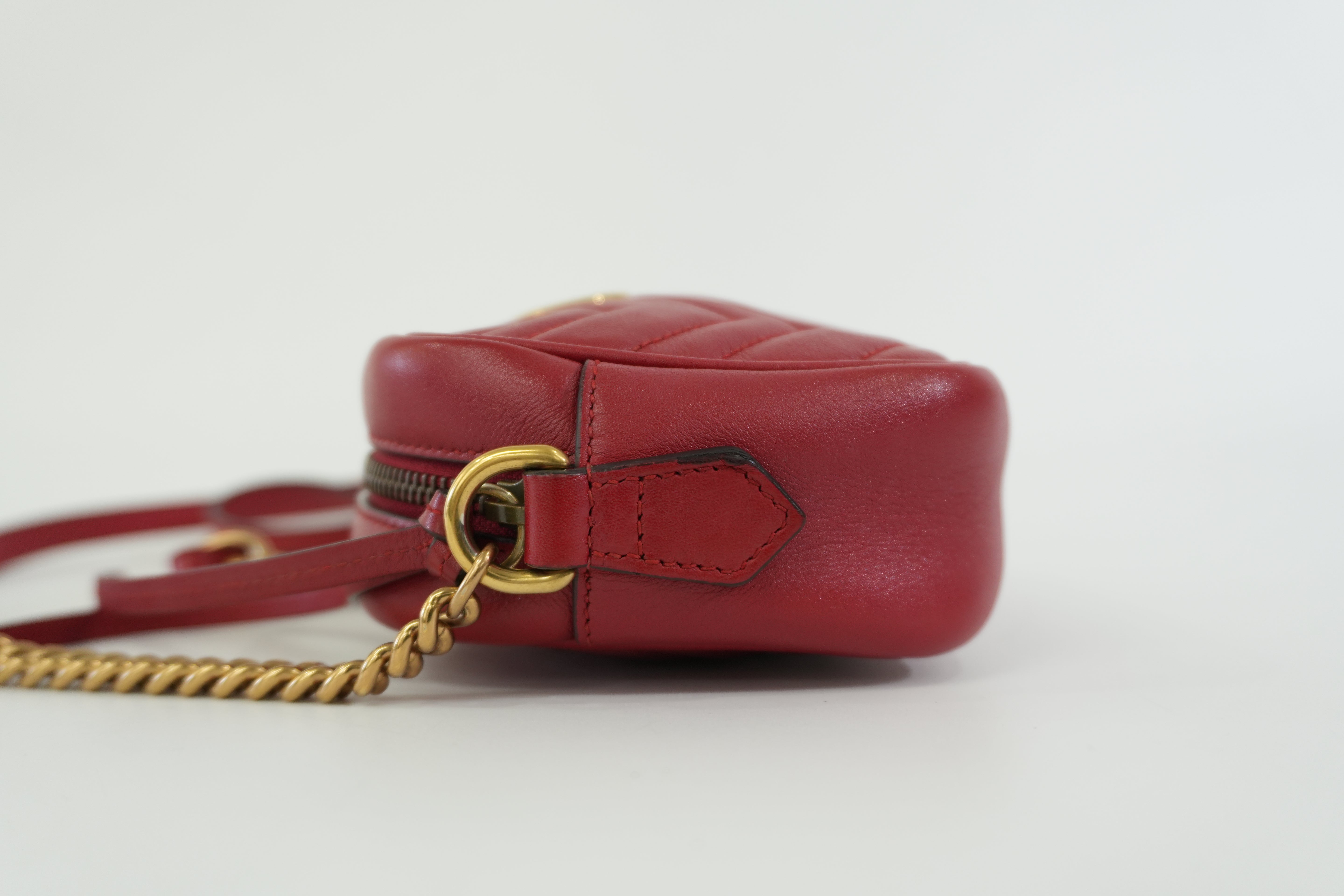 Pre-owned Gucci Marmont Chain Shoulder Bag Red