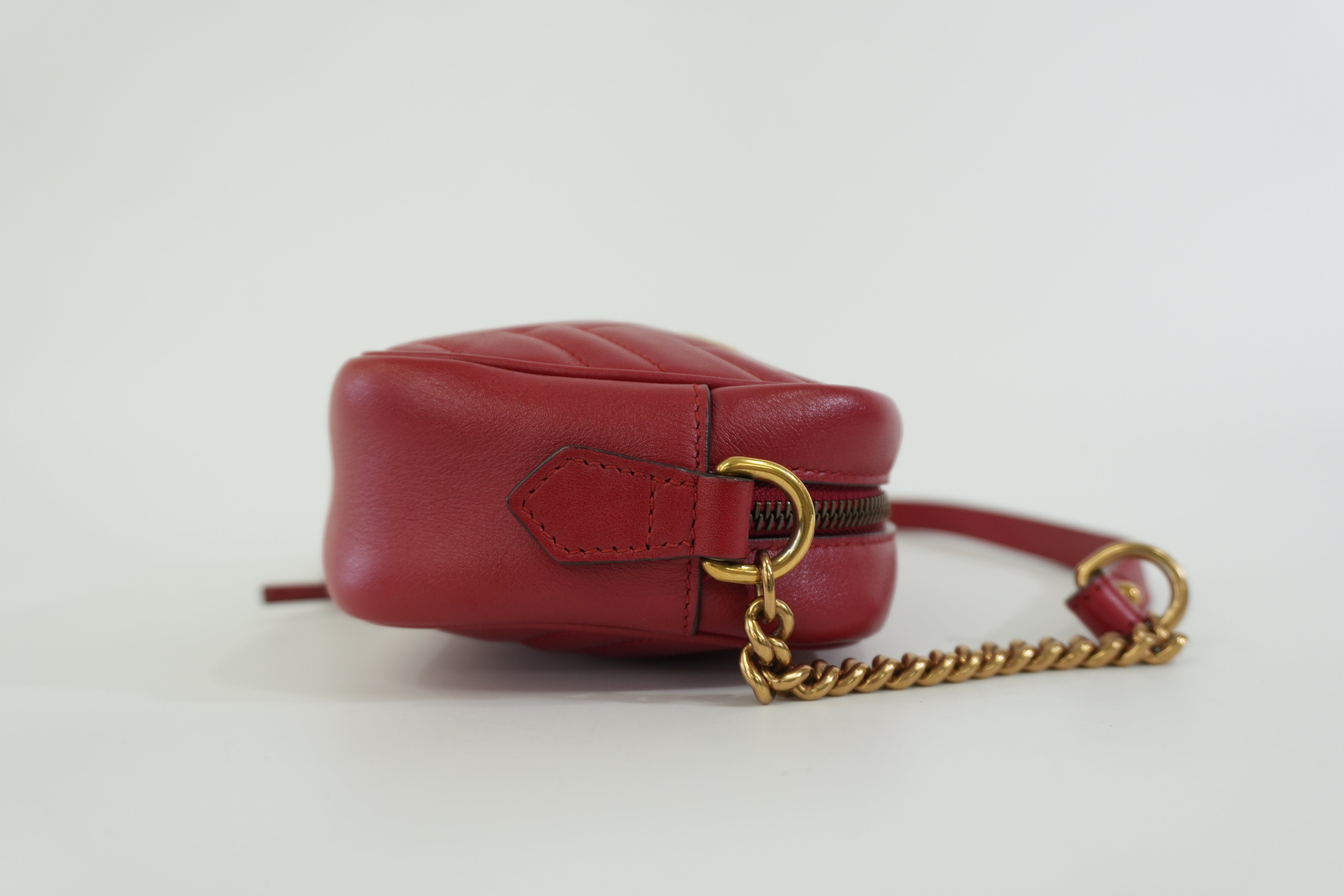 Pre-owned Gucci Marmont Chain Shoulder Bag Red