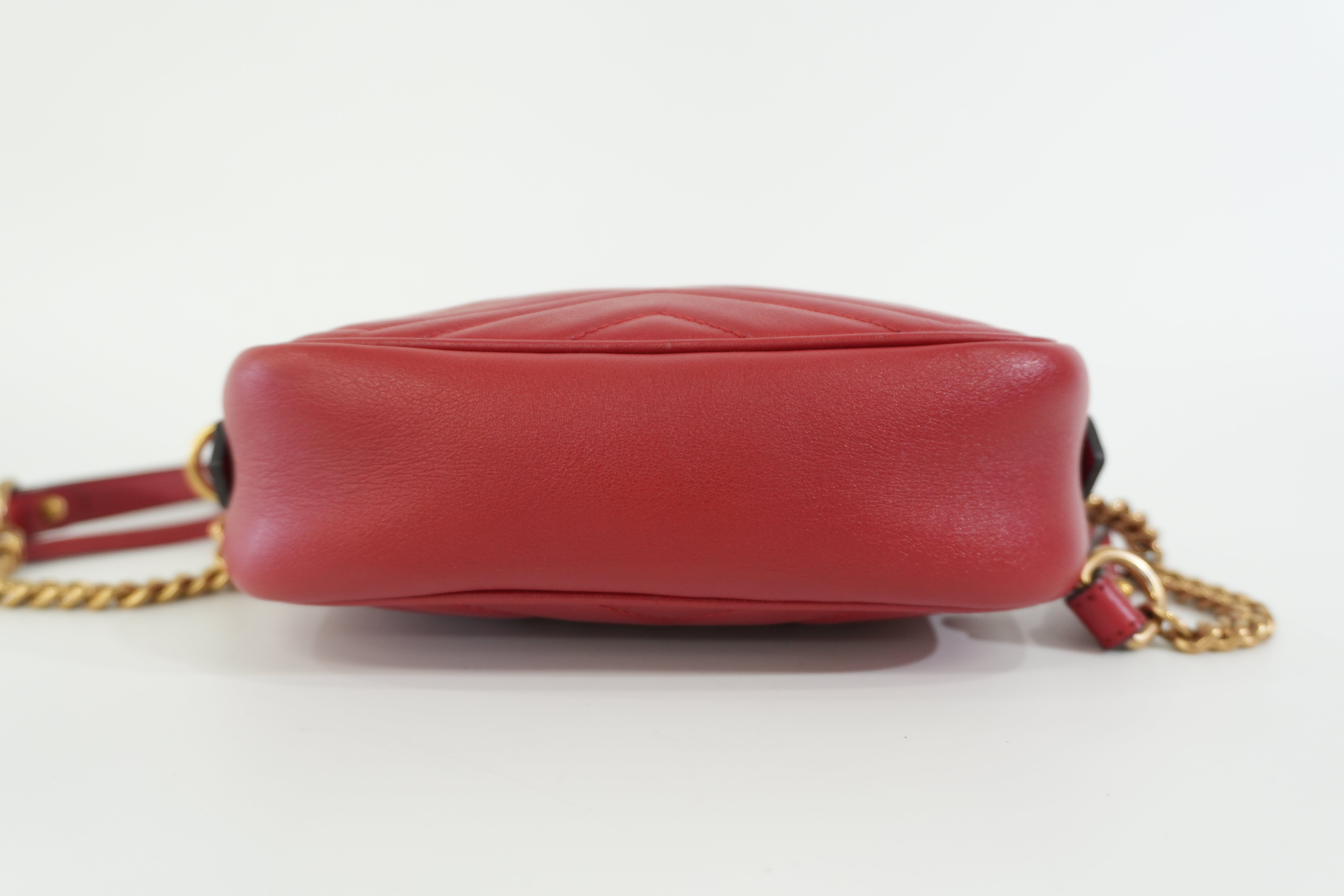 Pre-owned Gucci Marmont Chain Shoulder Bag Red