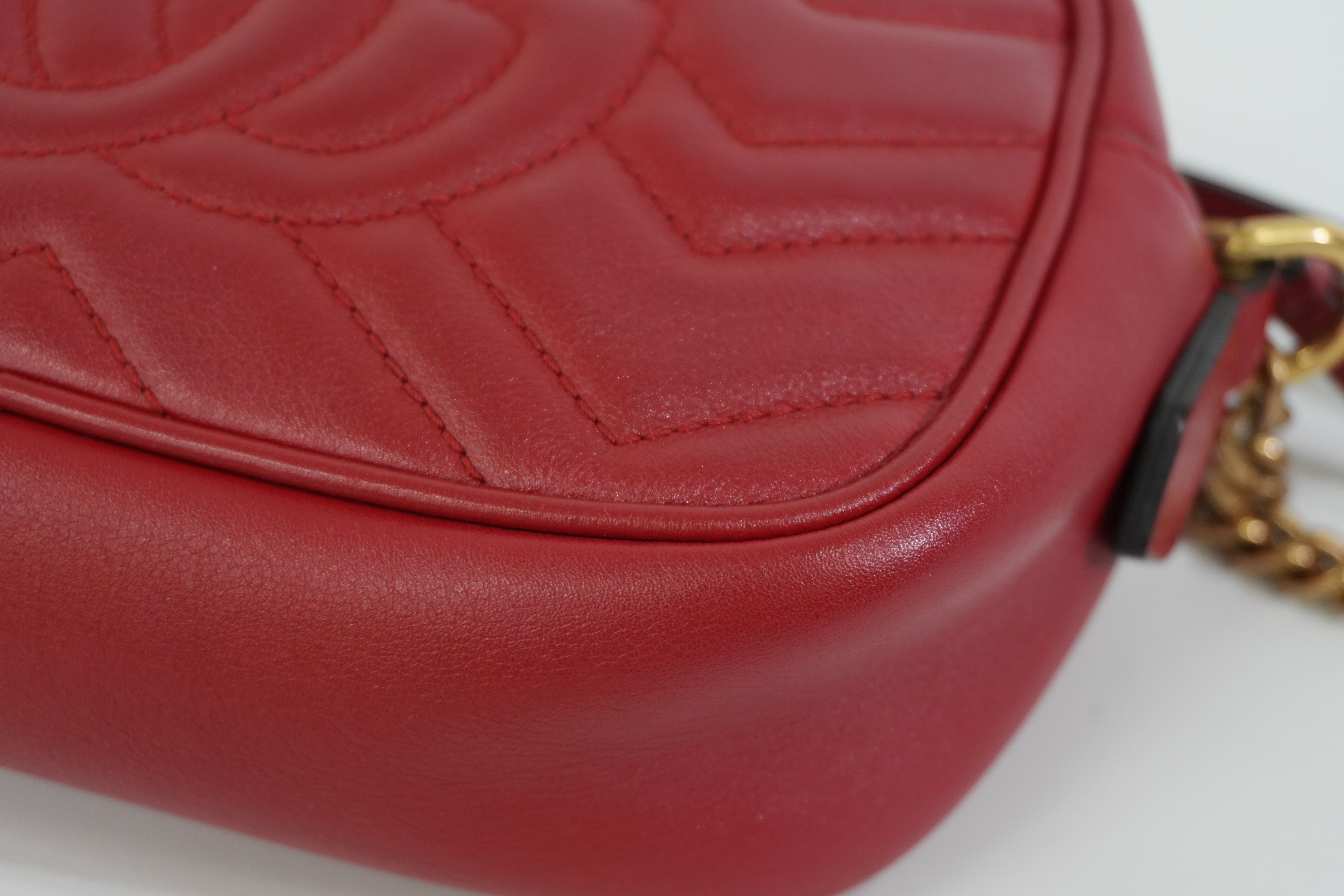 Pre-owned Gucci Marmont Chain Shoulder Bag Red