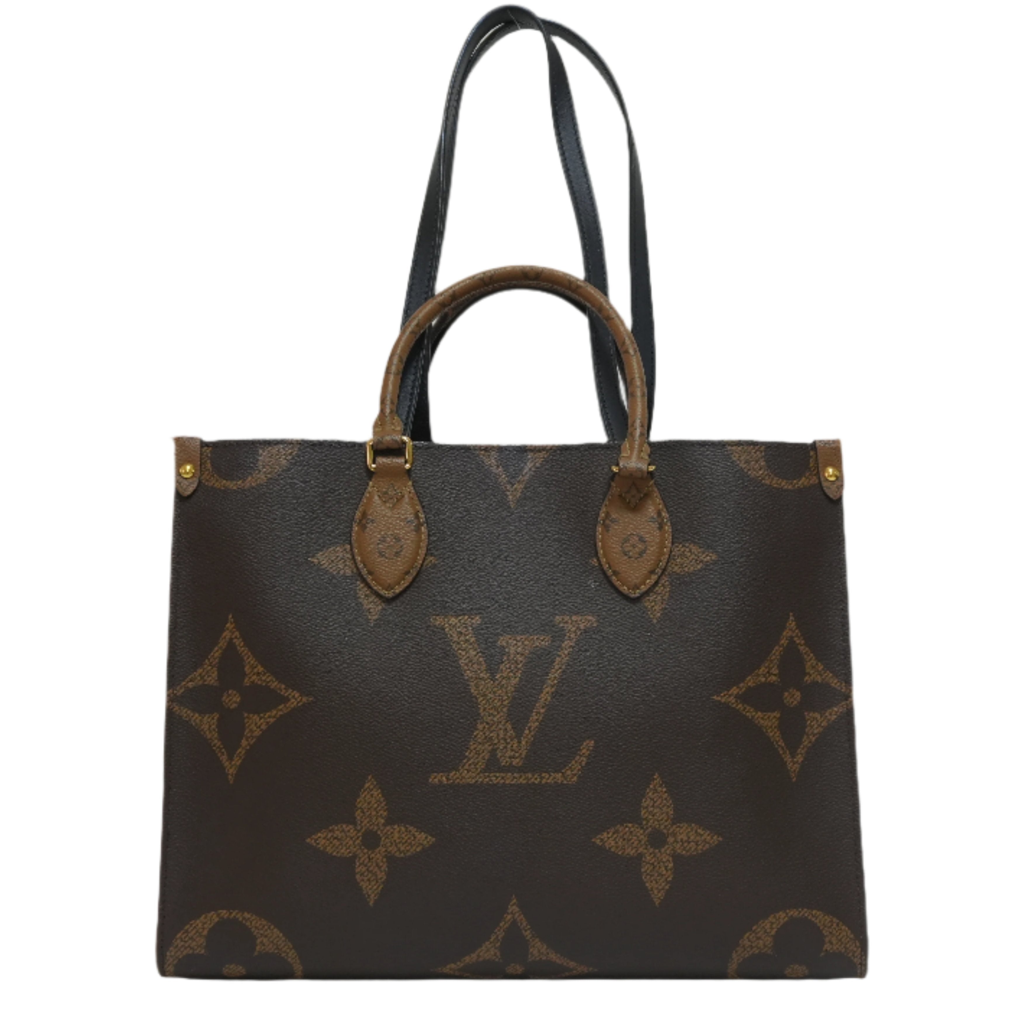 Louis Vuitton Canvas Reverse Giant On the Go MM Tote Bag Brown Used