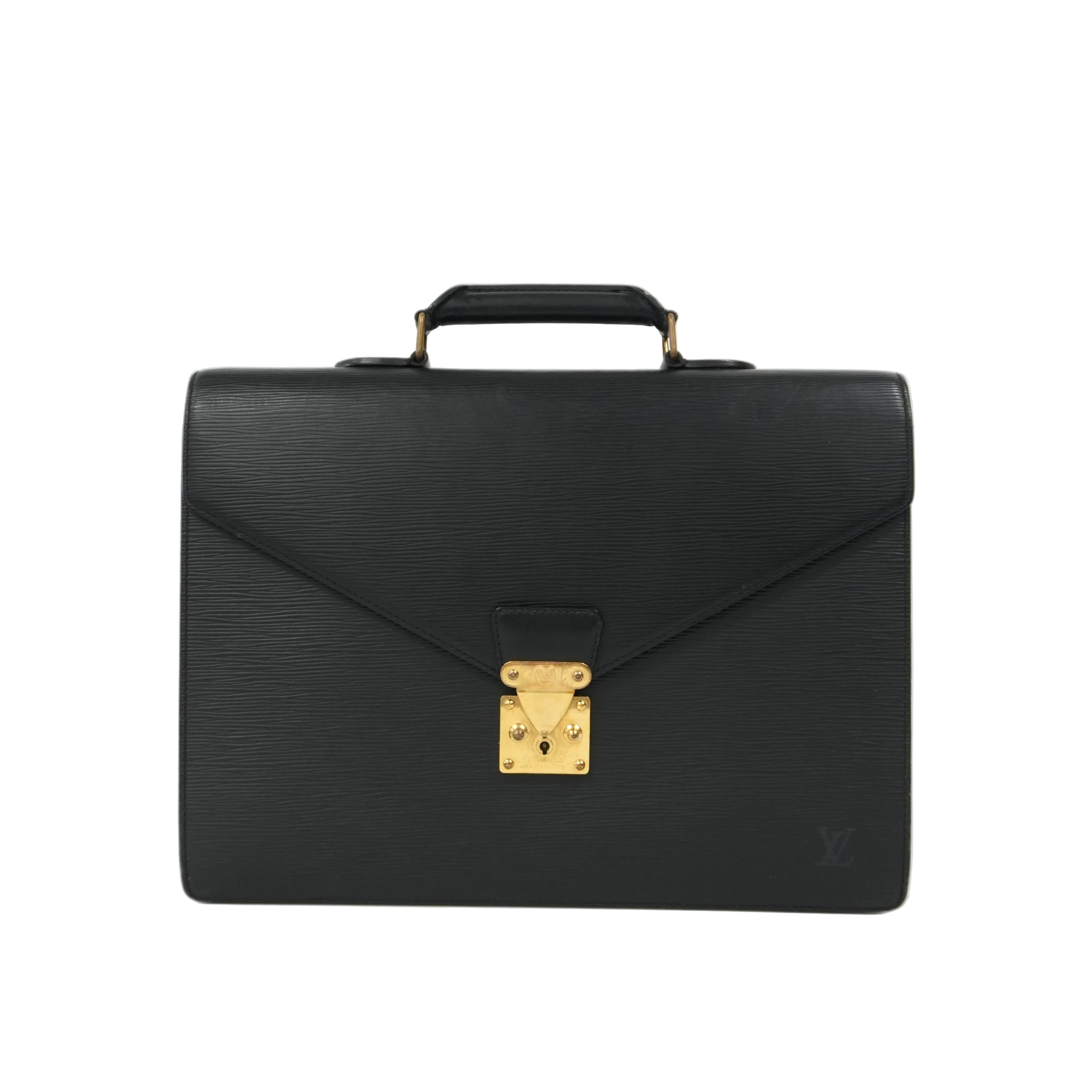 Pre-owned Louis Vuitton Epi Serviette Ambasador Briefcase Black