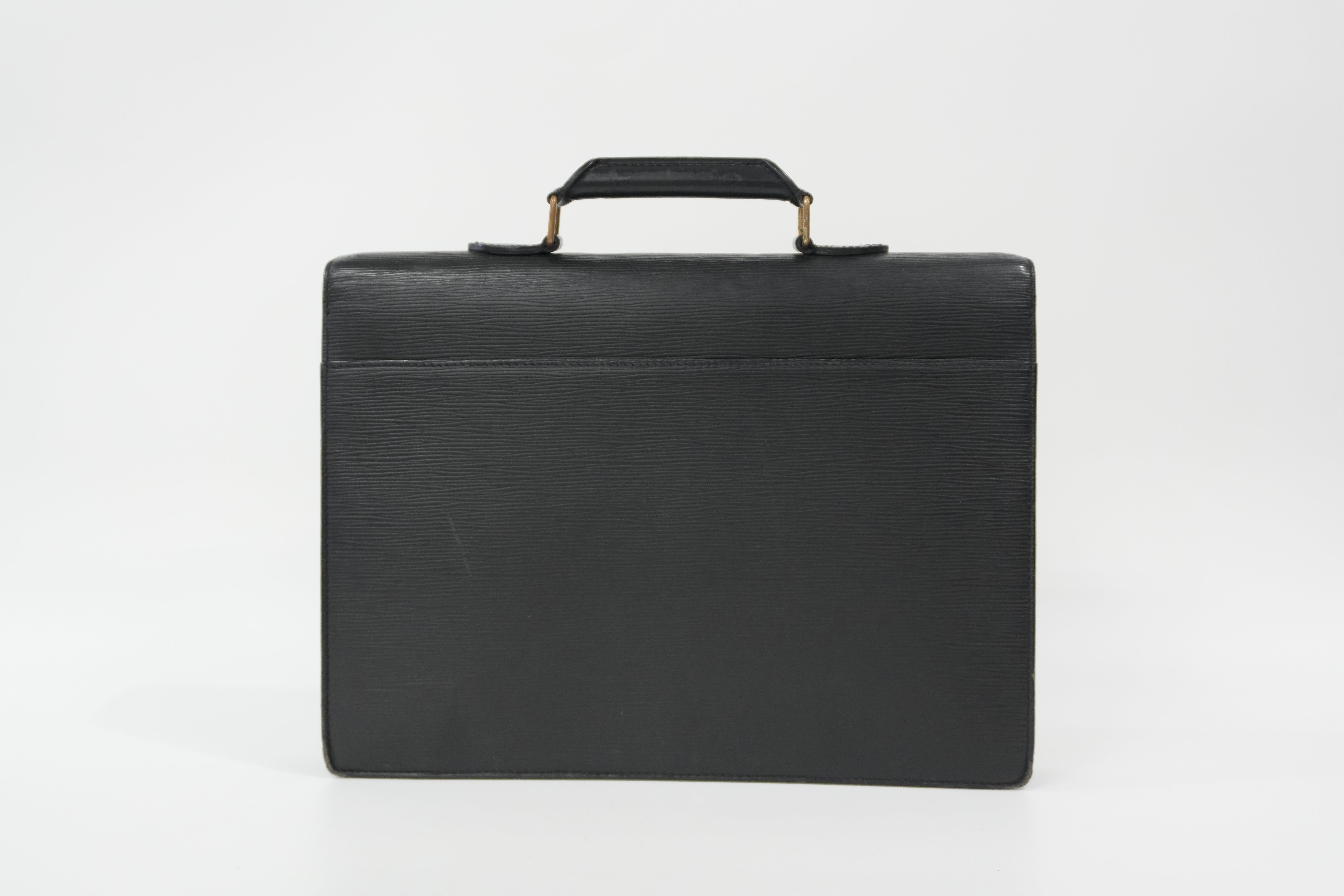 Pre-owned Louis Vuitton Epi Serviette Ambasador Briefcase Black