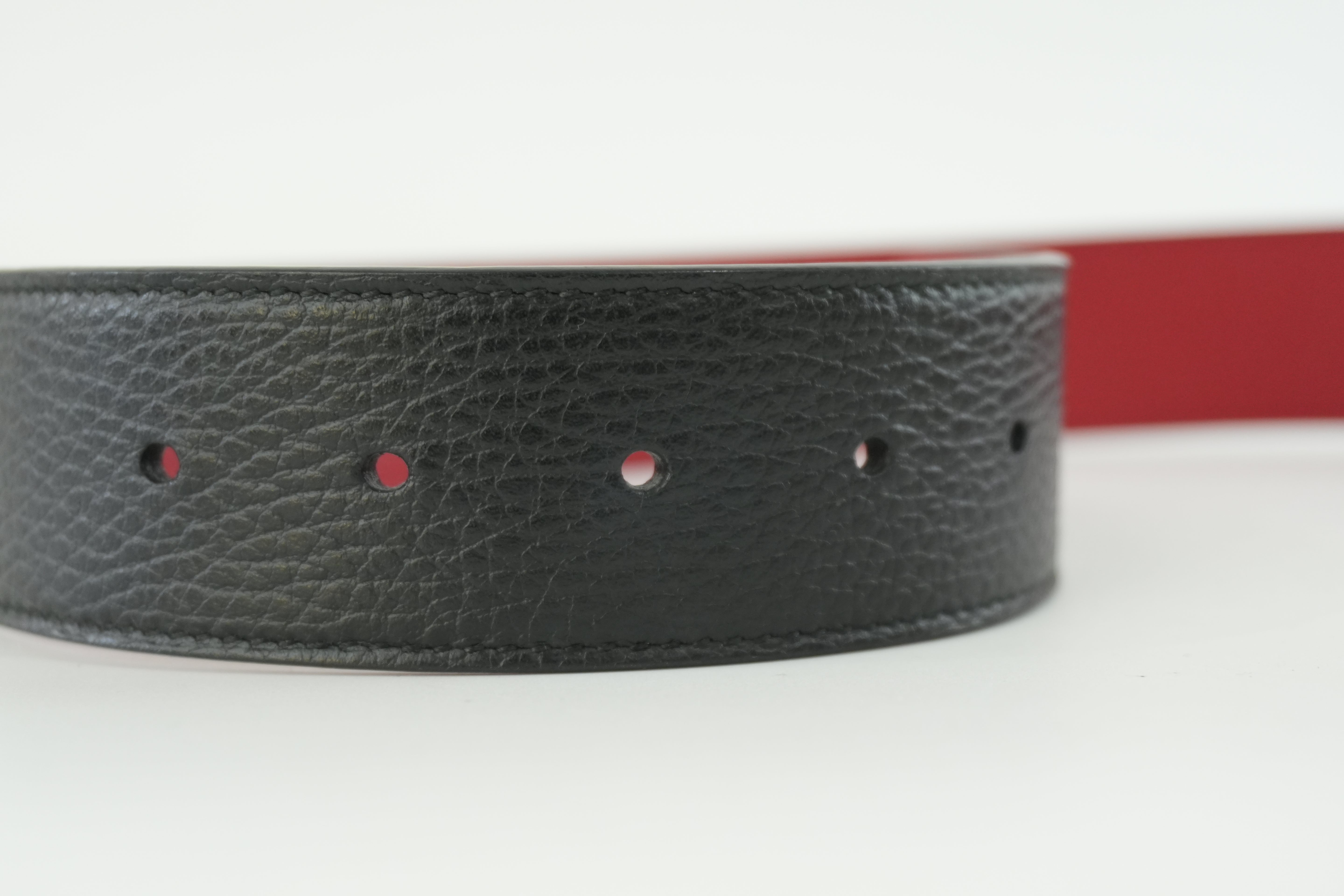 Pre-owned Gucci Interlocking Belt Leather Black and Red