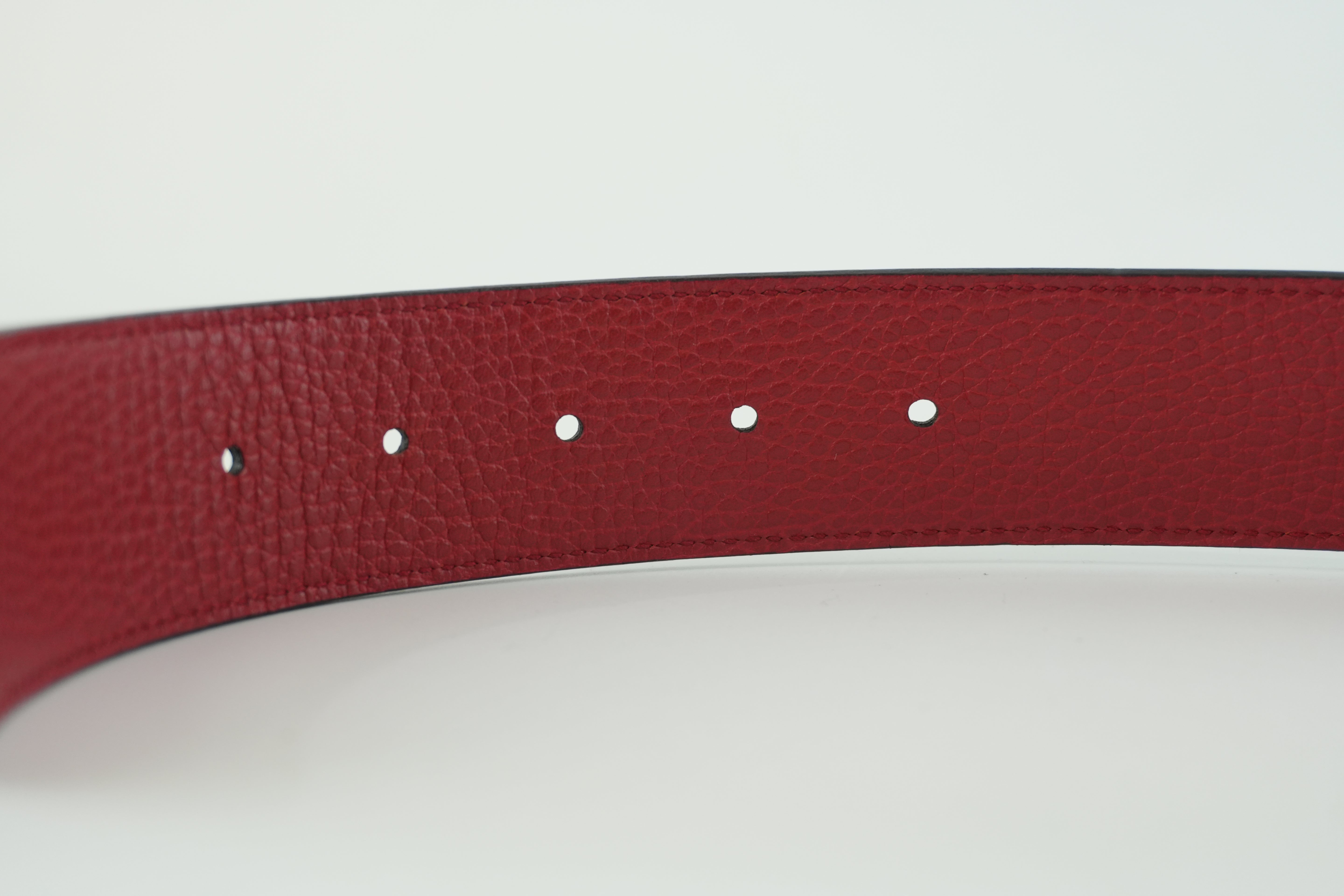 Pre-owned Gucci Interlocking Belt Leather Black and Red