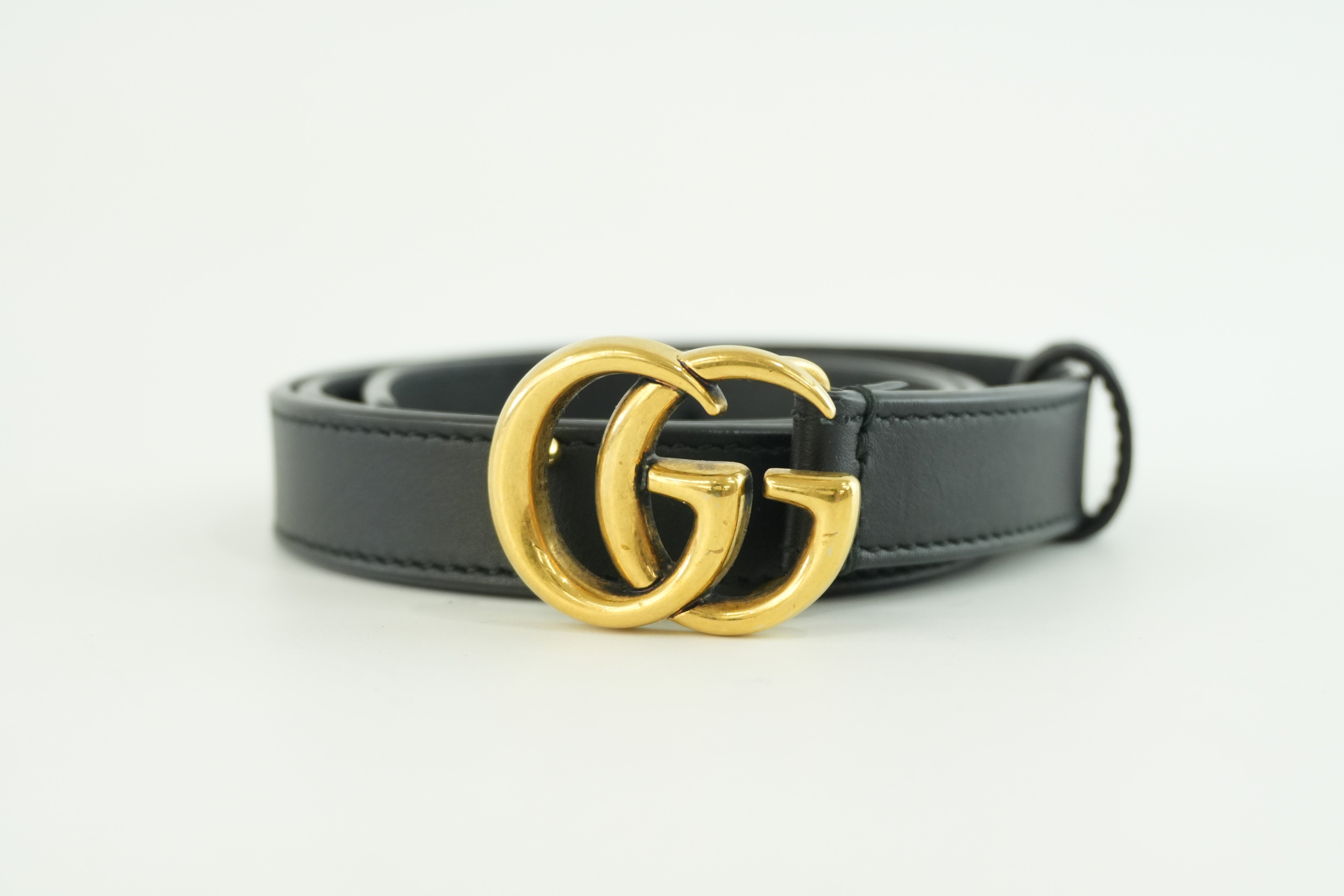 Gucci Double G Belt Leather Black Used