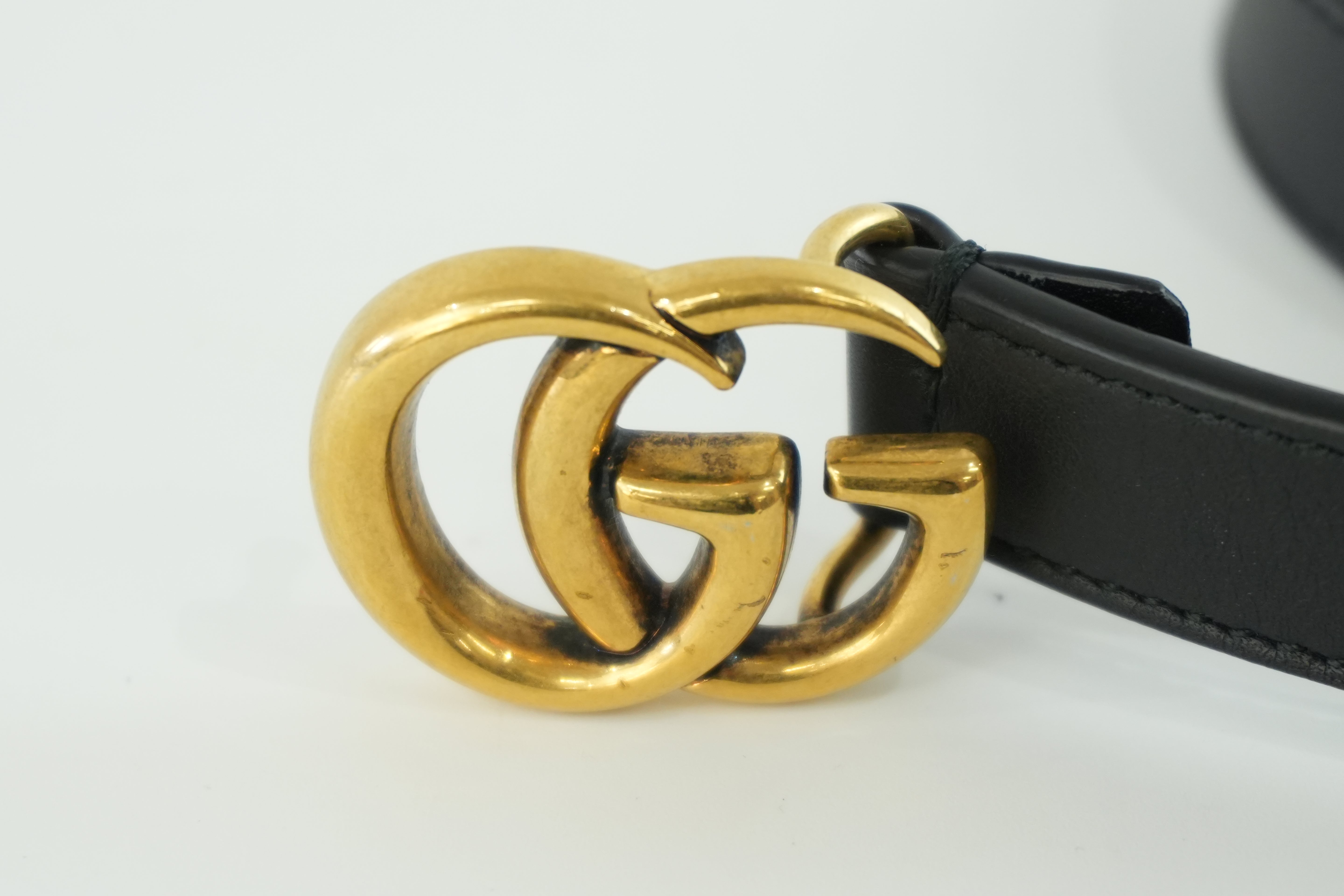Gucci Double G Belt Leather Black Used