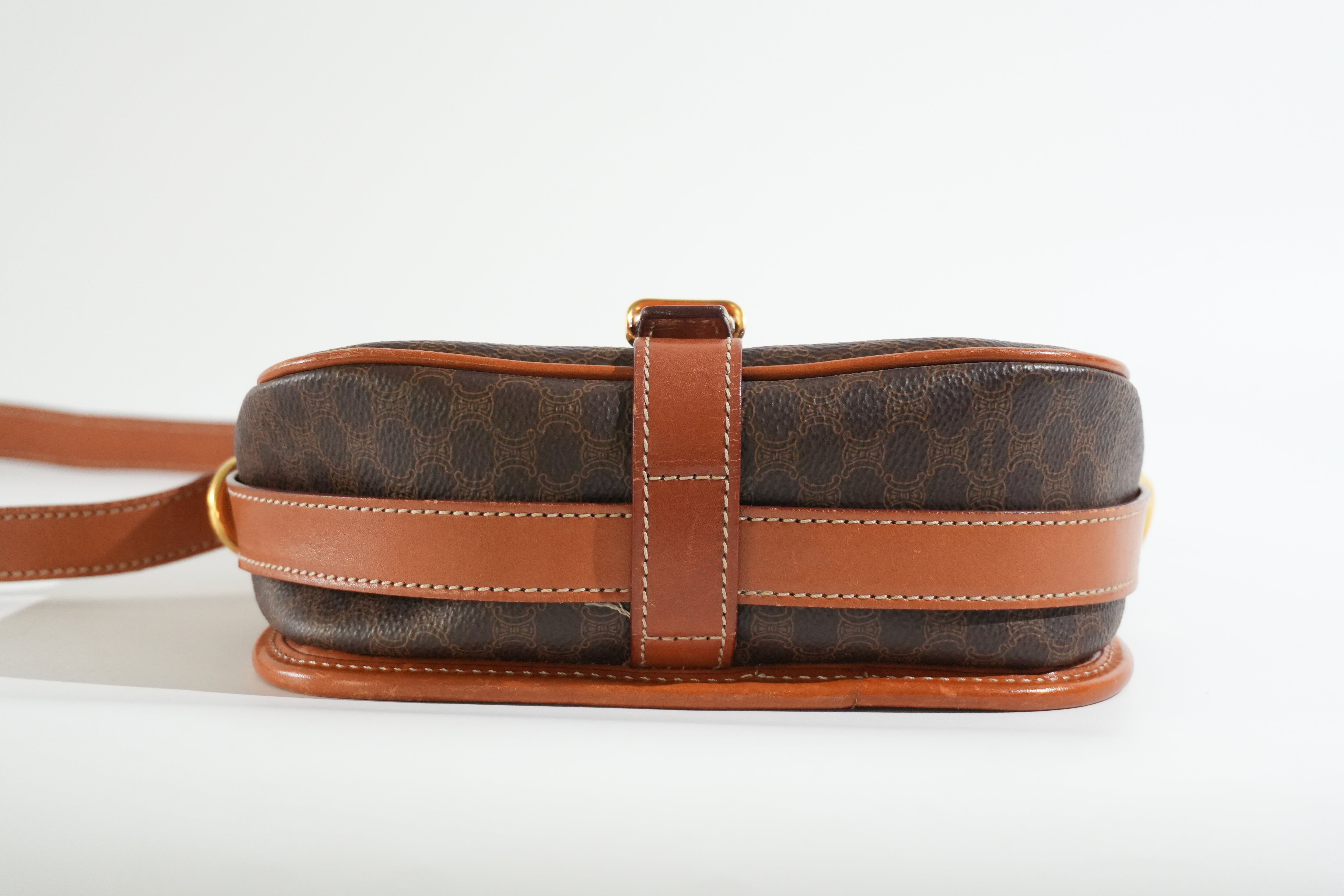 Pre-owned Celine Macadam Crossbody Bag Brown