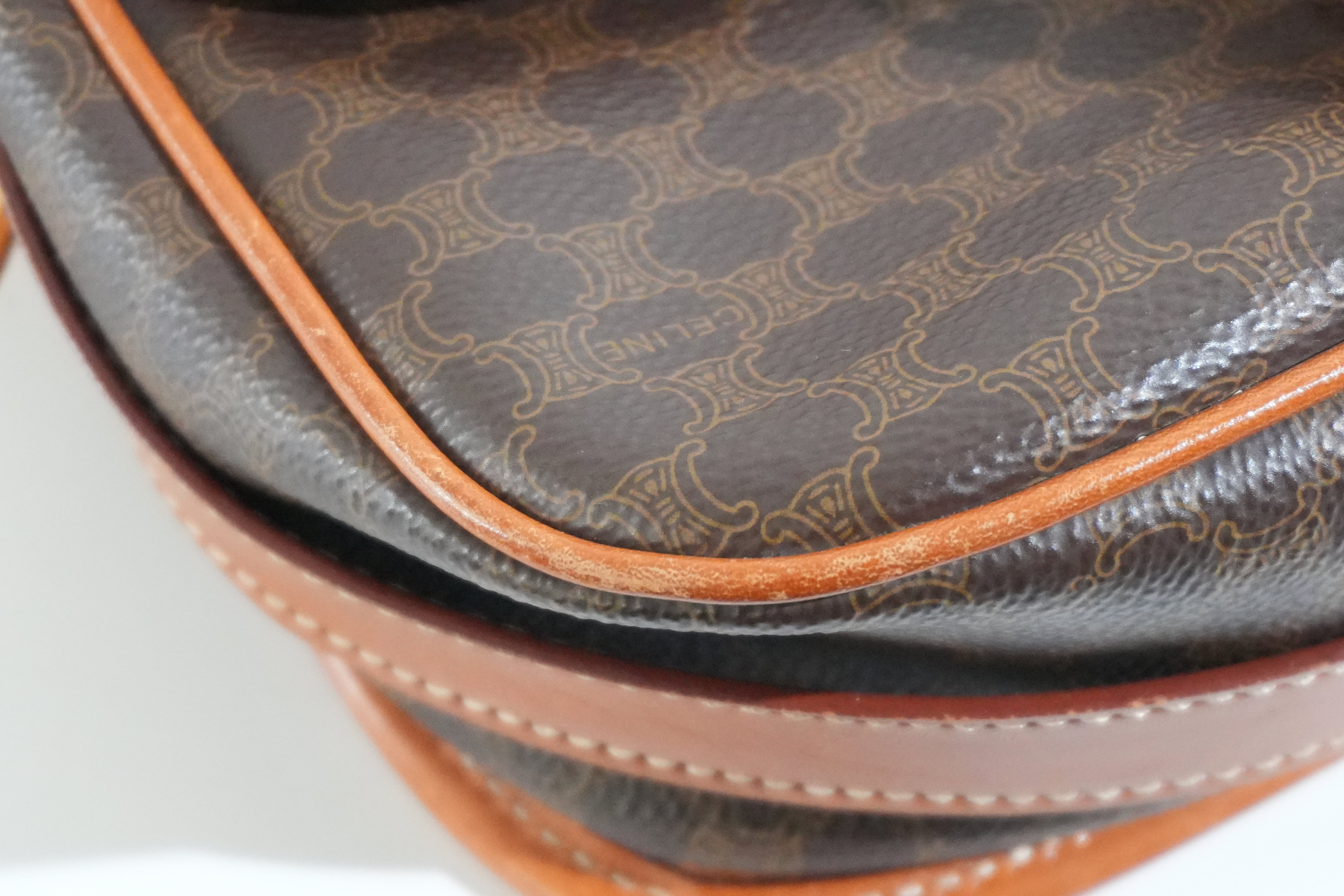 Pre-owned Celine Macadam Crossbody Bag Brown