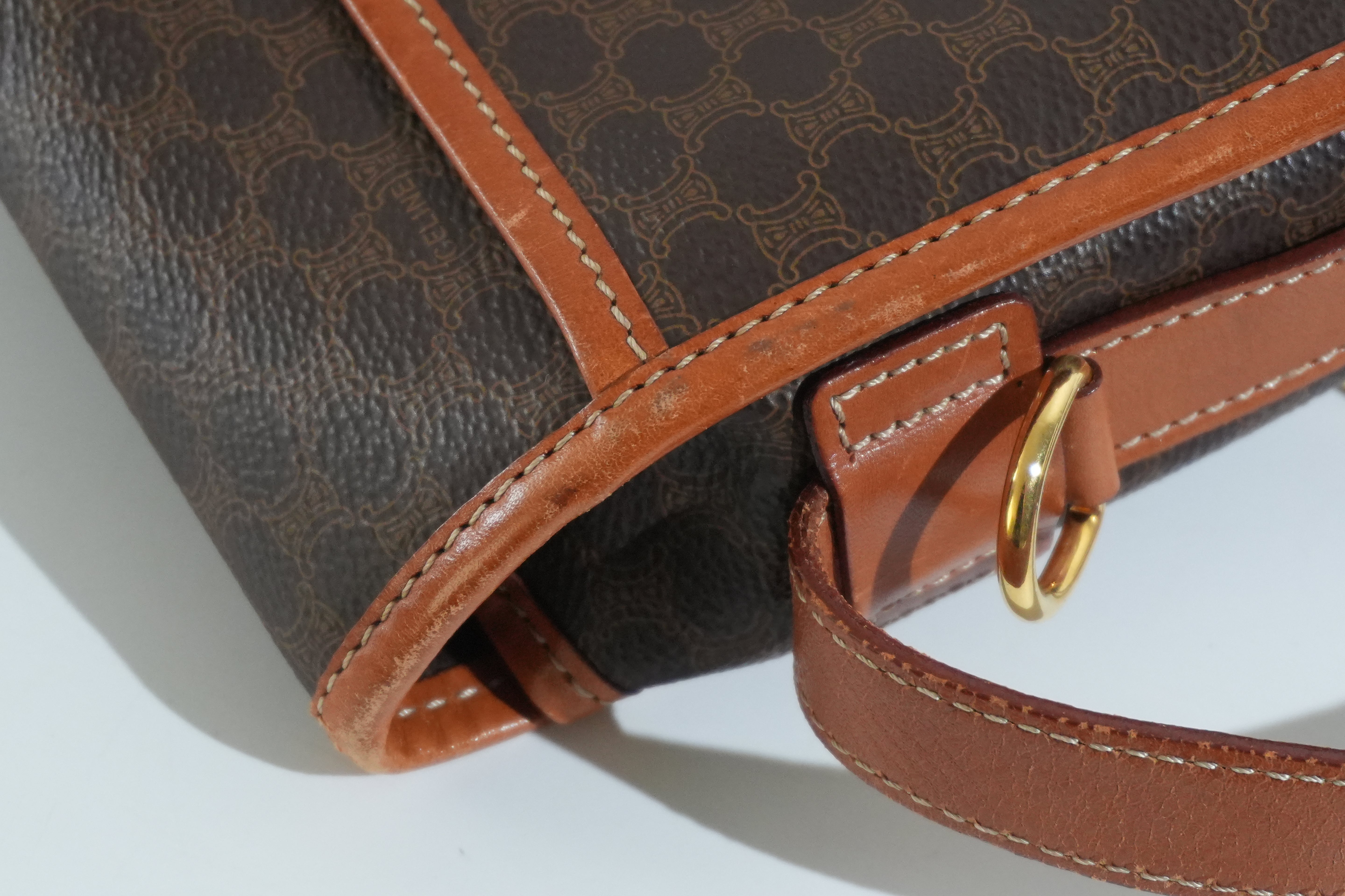 Pre-owned Celine Macadam Crossbody Bag Brown
