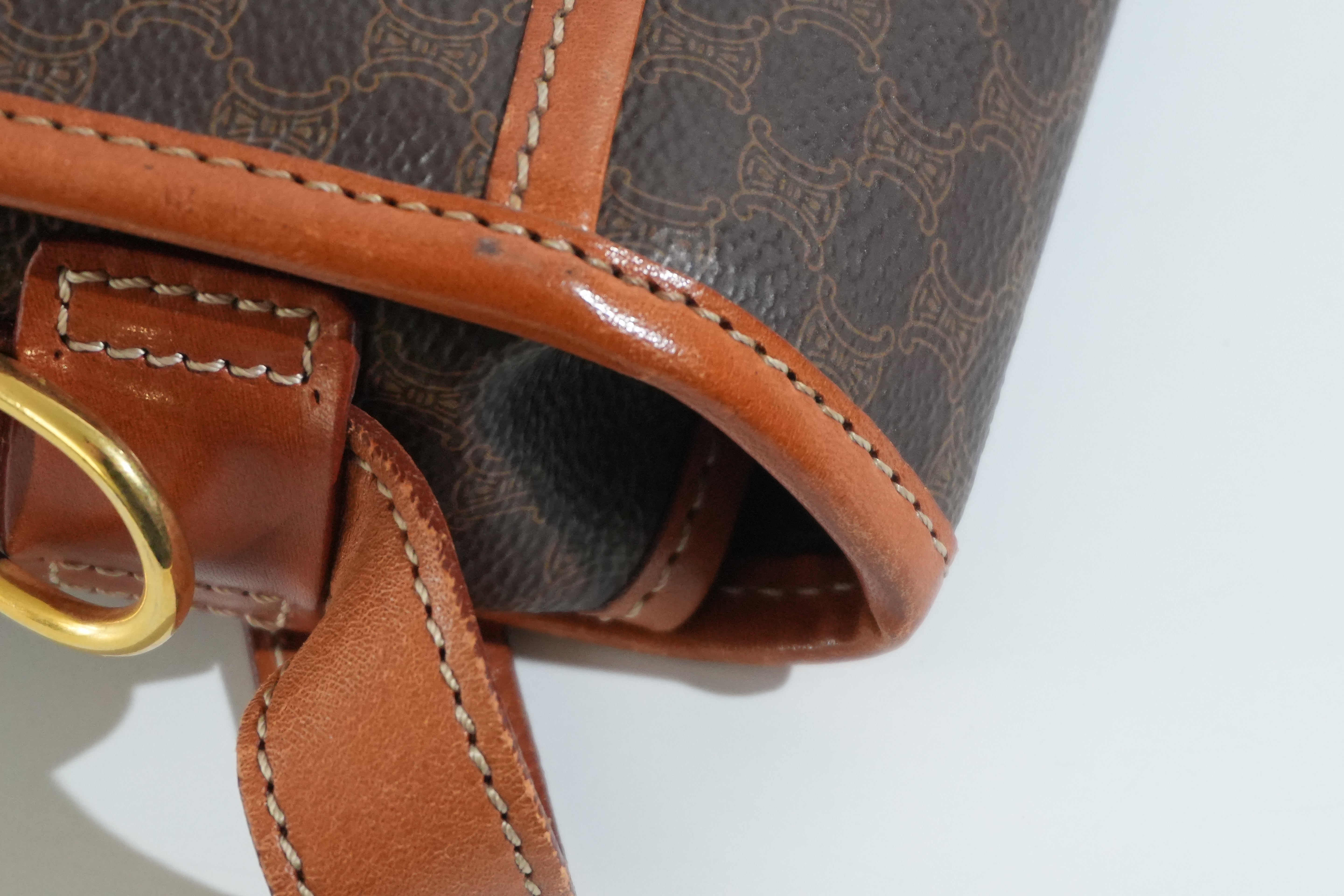 Pre-owned Celine Macadam Crossbody Bag Brown