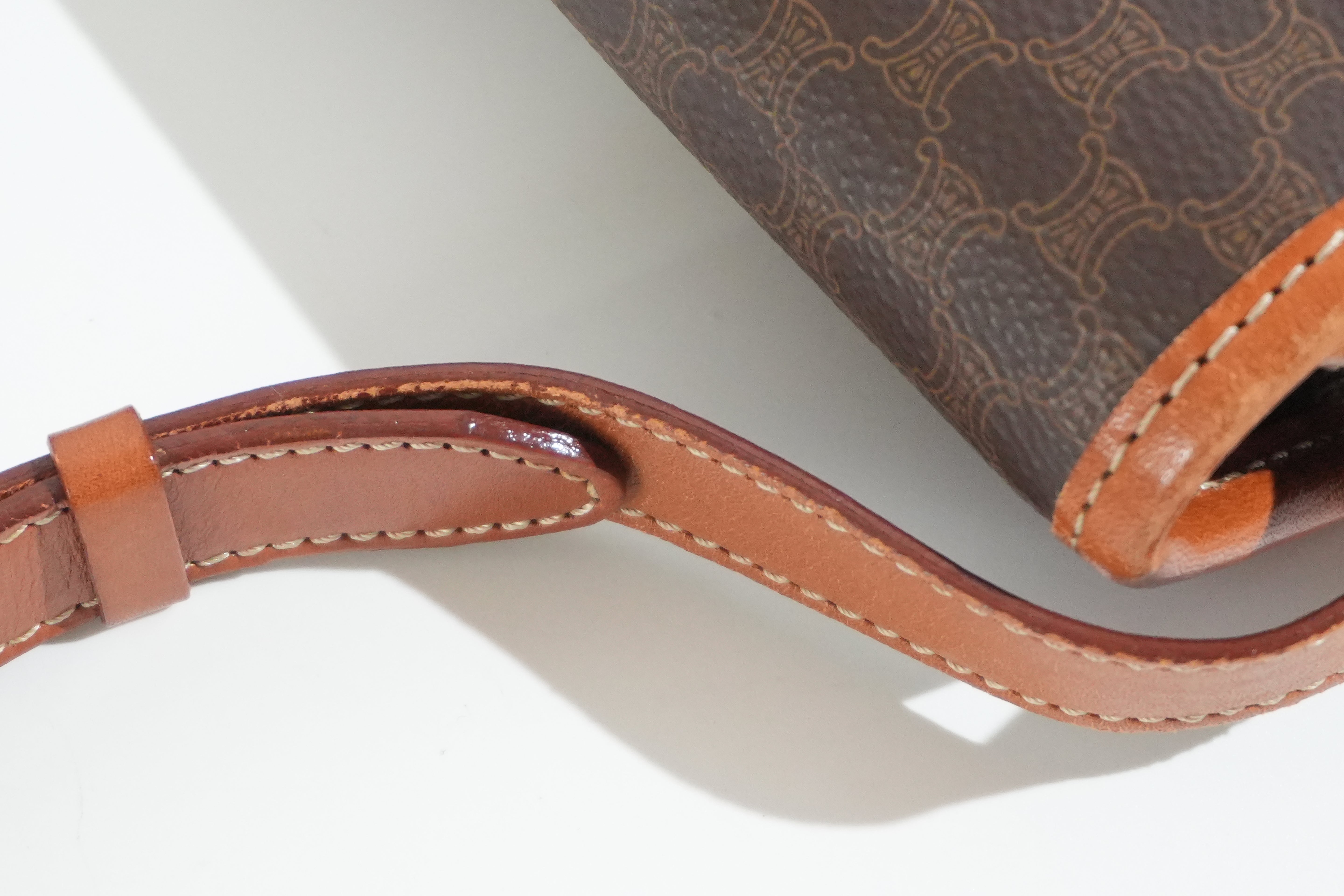 Pre-owned Celine Macadam Crossbody Bag Brown