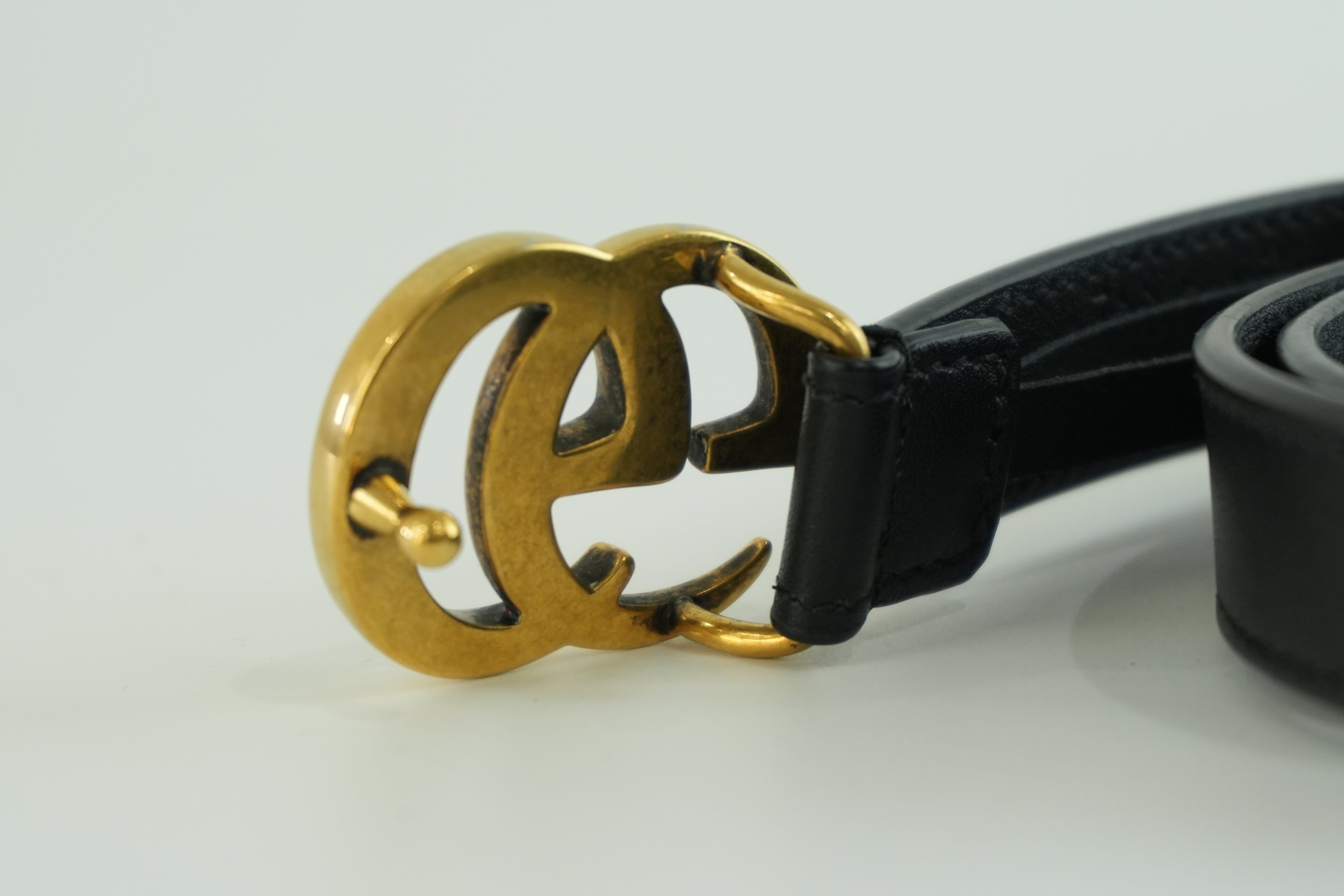 Gucci Double G Belt Leather Black Used