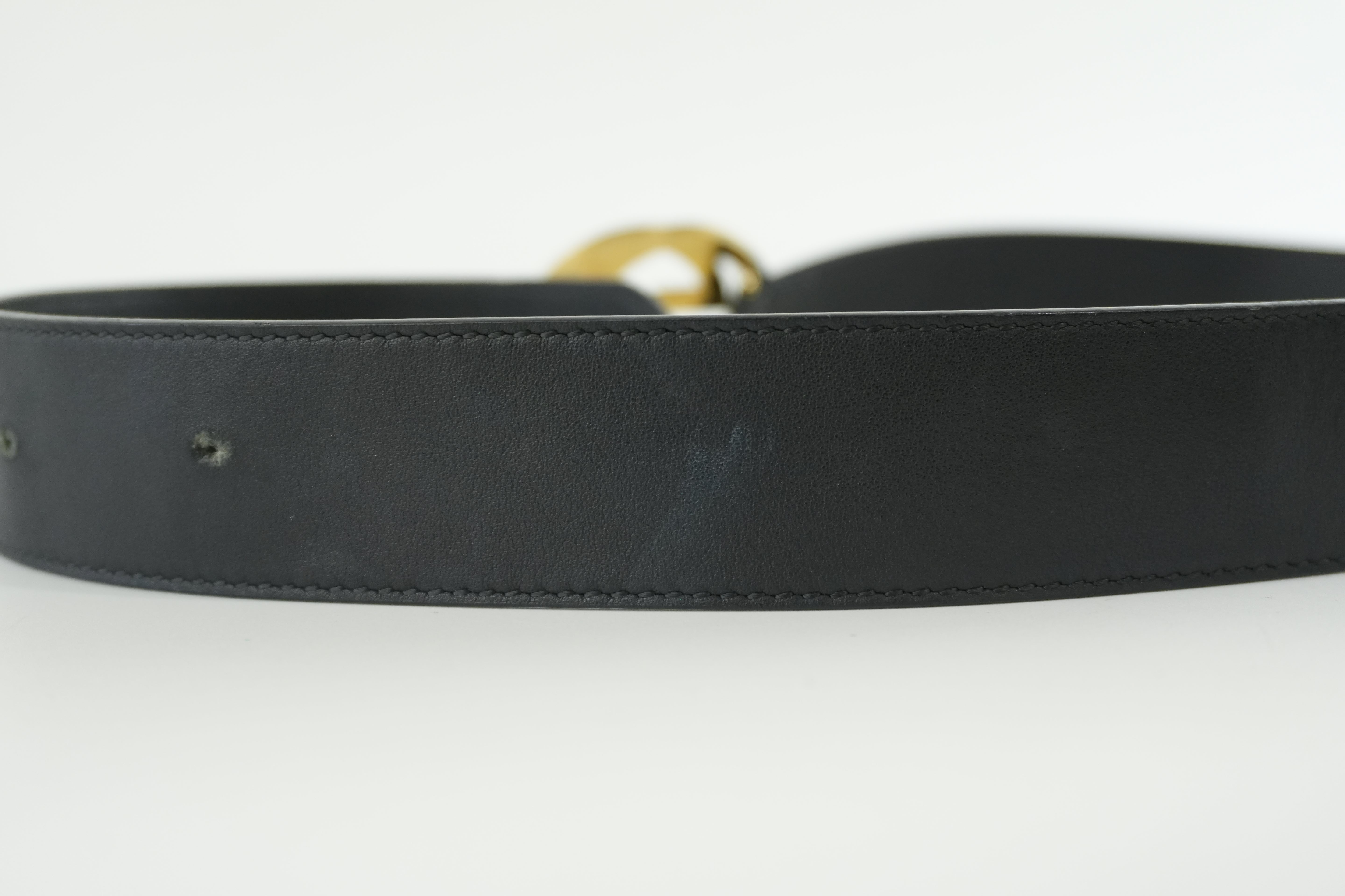 Gucci Belt Interlocking Leather Black Used