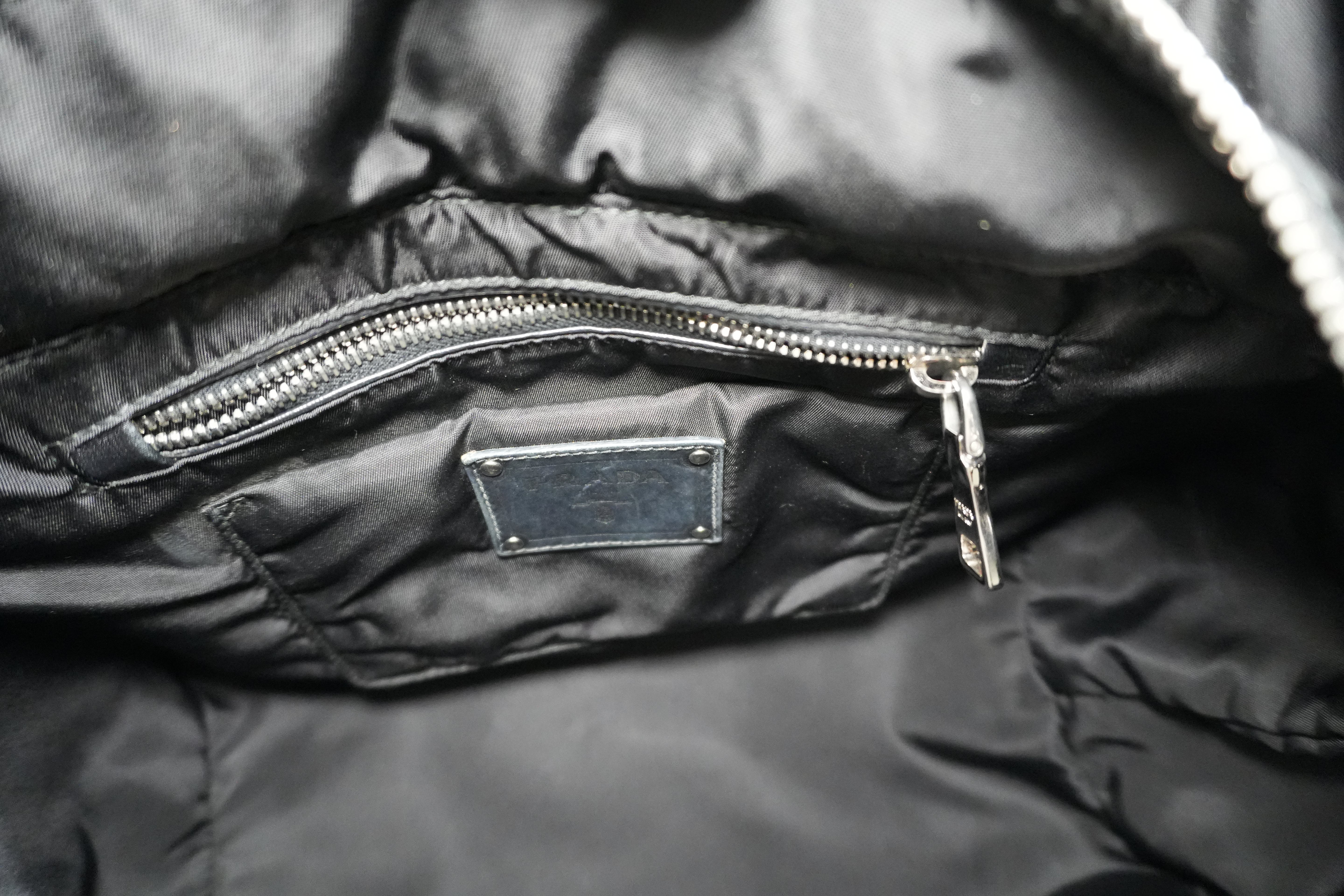 Pre-owned Prada Nylon Padded Animal Print Handbag Brown and Black