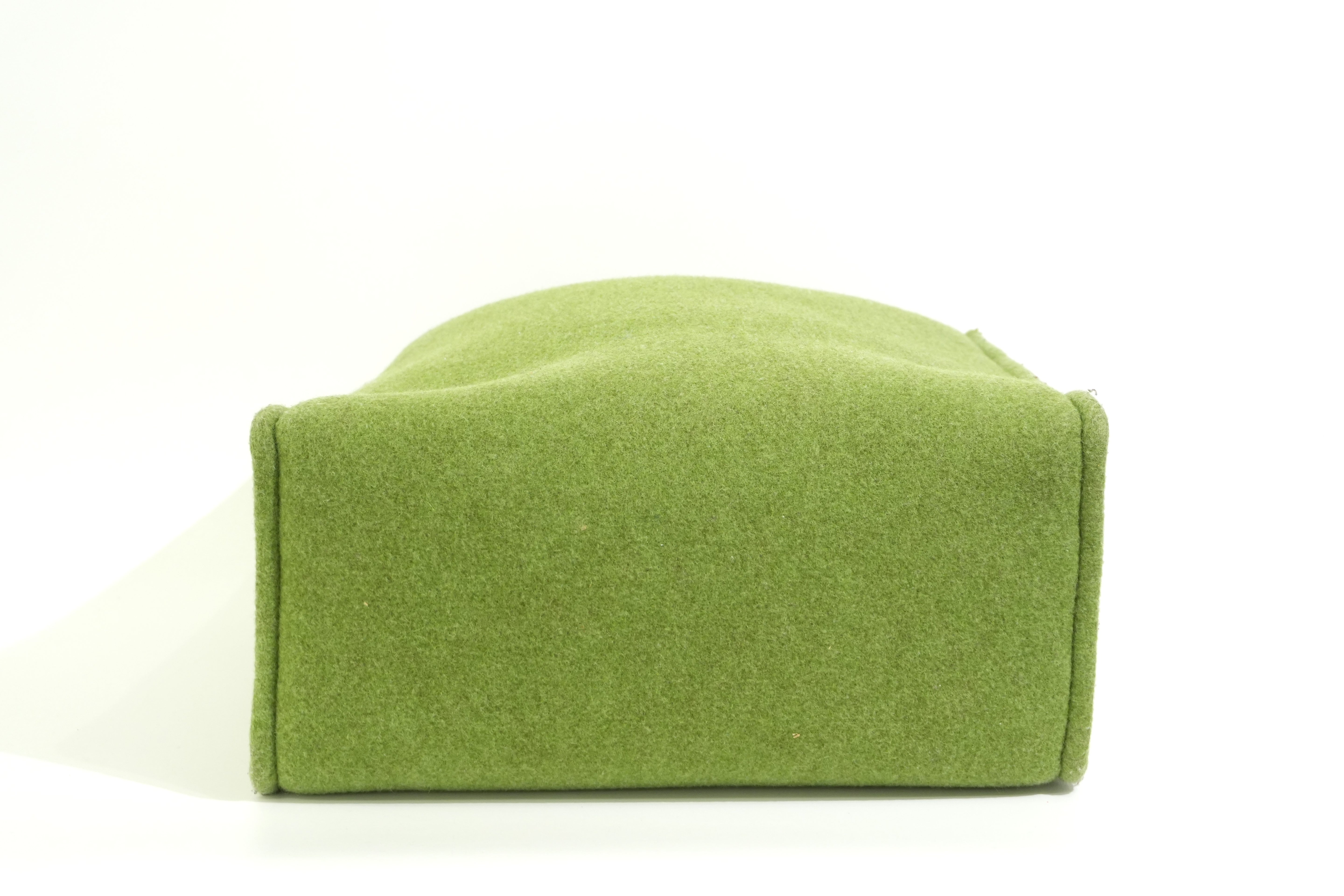 Pre-owned Fendi Wool Felt Shopping Tote Bag Green