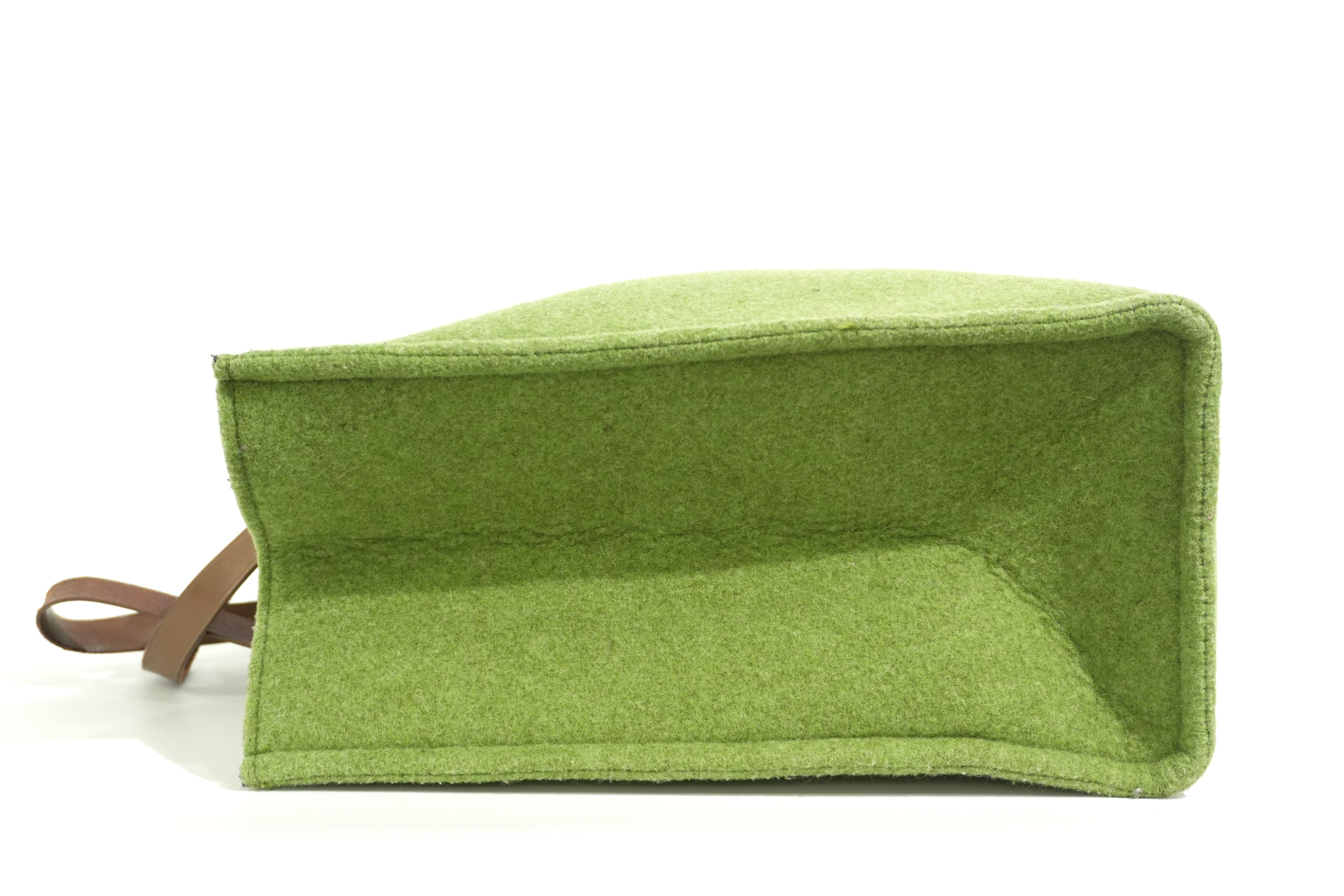 Pre-owned Fendi Wool Felt Shopping Tote Bag Green